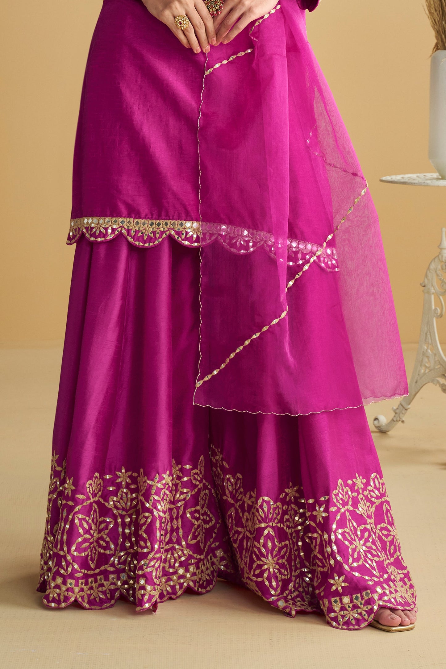 Rani Pink Readymade Mirror Work Silk Suit-SAR10768_4_SareeButa.com