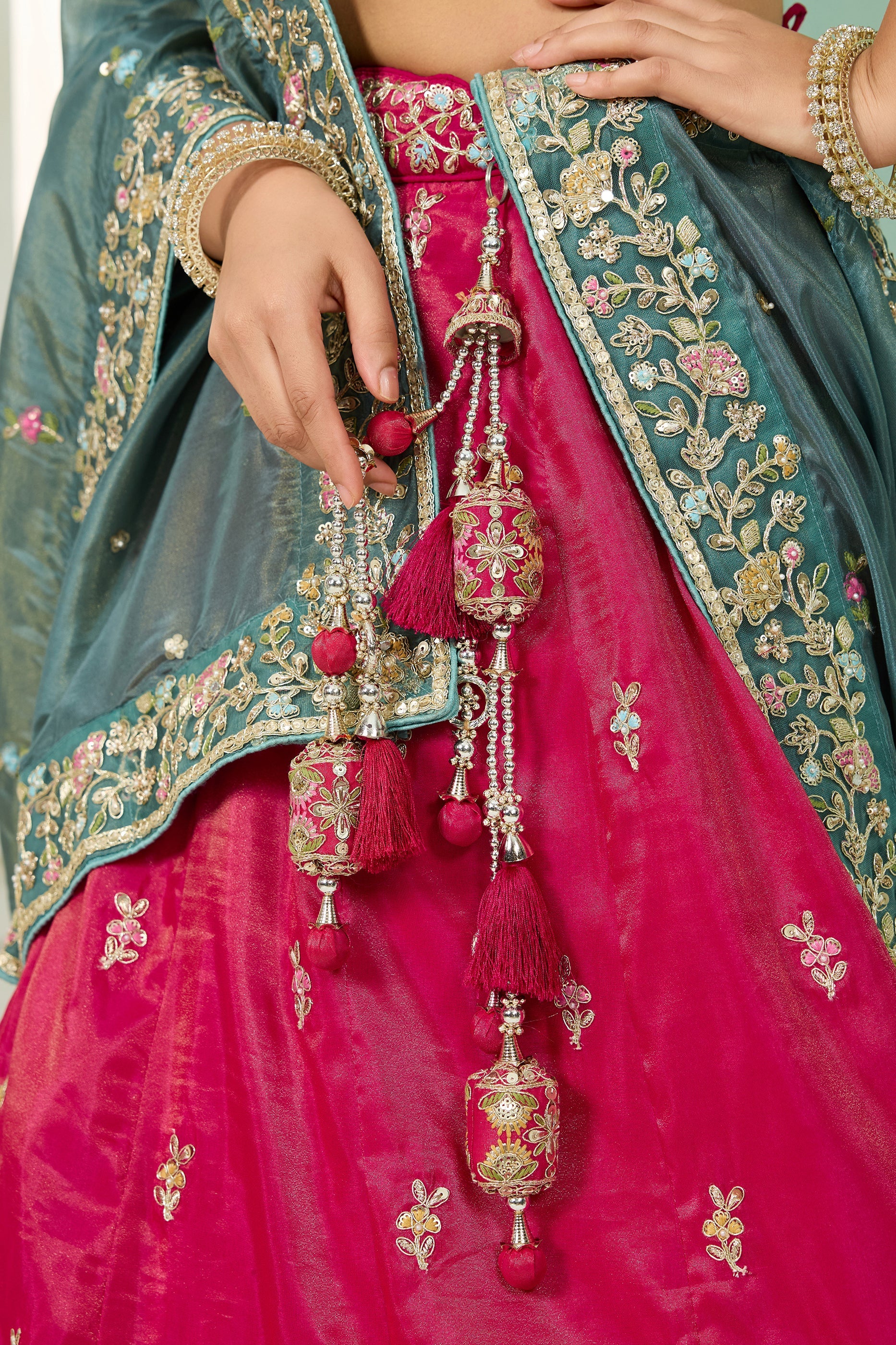 Rani Pink Semi-Stitched Embroidered Silk Lehenga-SAR10691_5_SareeButa.com
