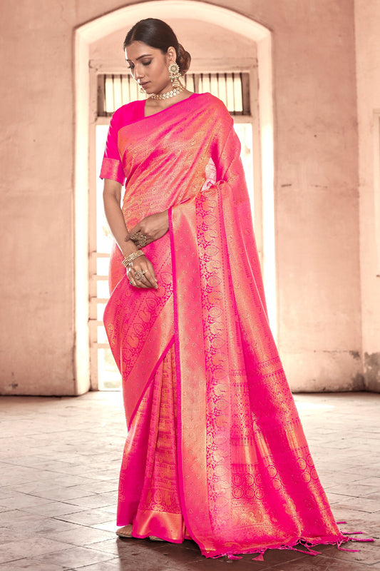 Rani Pink Stone Work Silk Saree-SAR11466_1_SareeButa.com