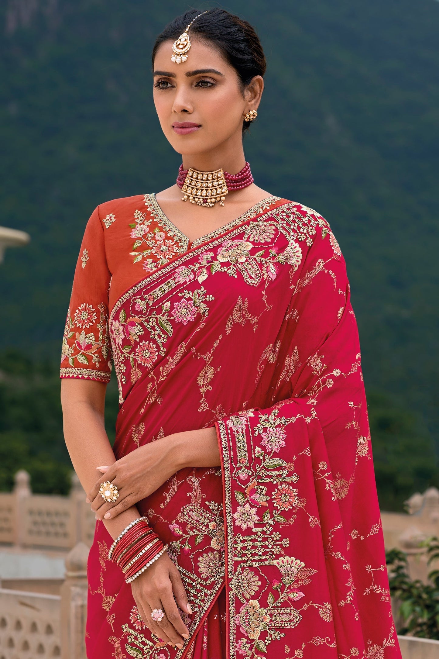 Rani Pink Woven Banarasi Saree-ZB133338_3_SareeButa.com