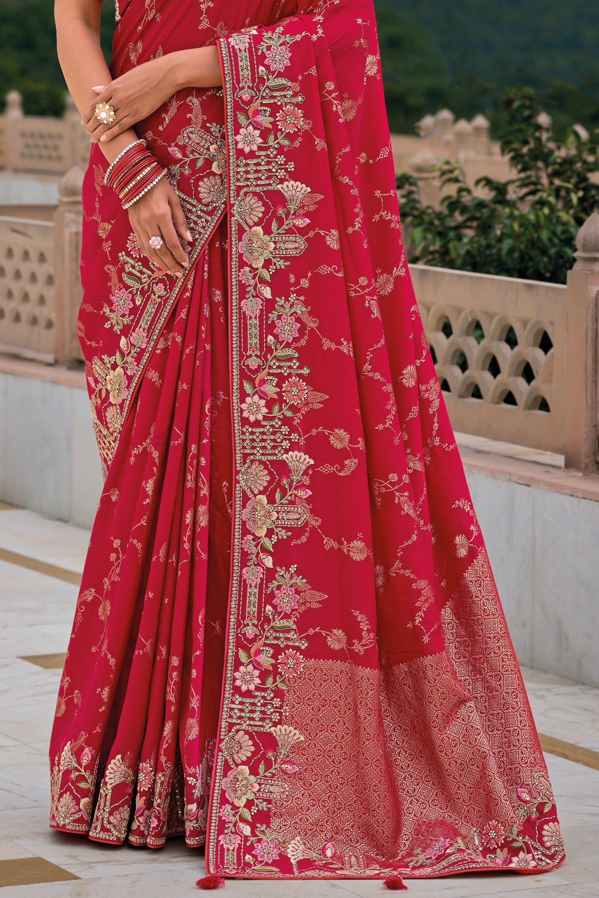 Rani Pink Woven Banarasi Saree-ZB133338_4_SareeButa.com