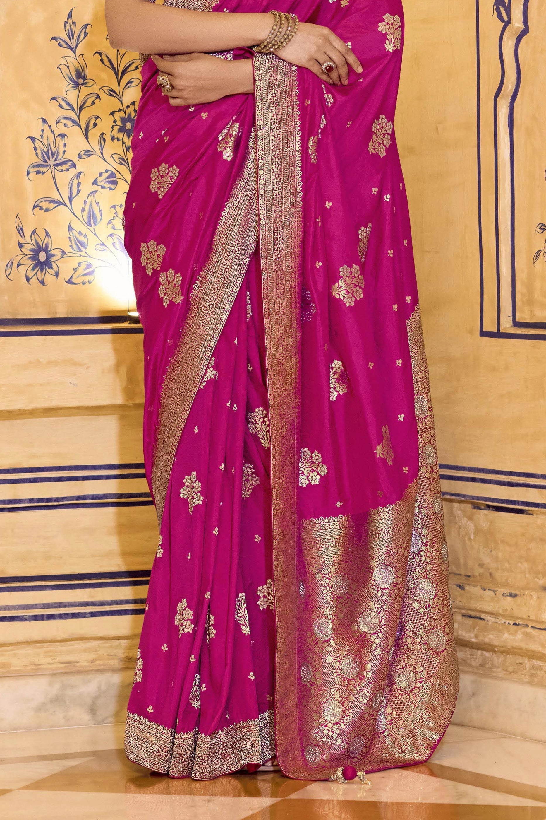 Rani Pink Woven Crepe Silk Saree-SAR11166_4_SareeButa.com
