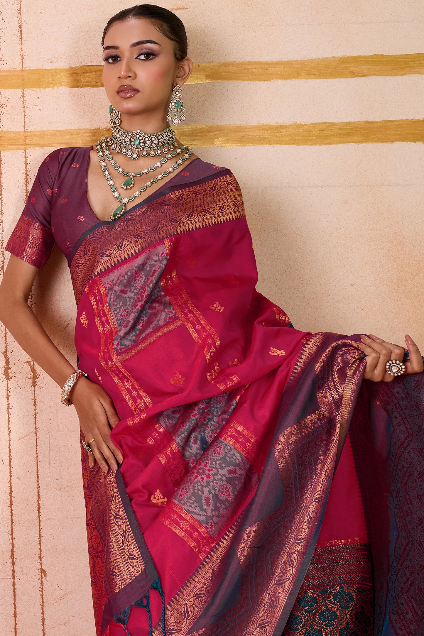 Rani Pink Woven Silk Saree-SAR11958_2_SareeButa.com