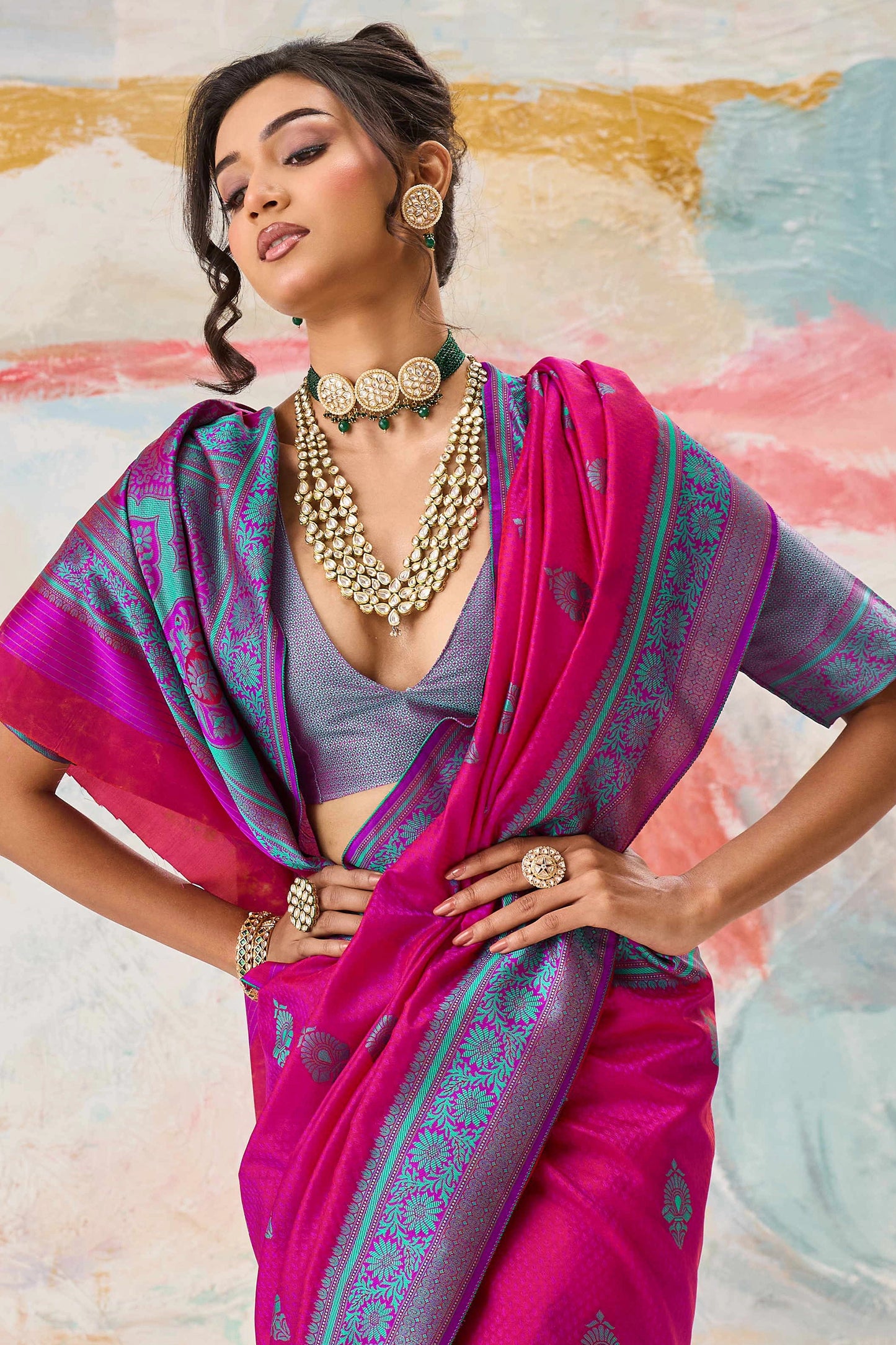 Rani Pink Woven Silk Saree-SAR12314_2_SareeButa.com