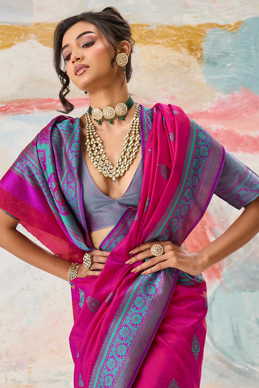Rani Pink Woven Silk Saree-SAR12314_2_SareeButa.com