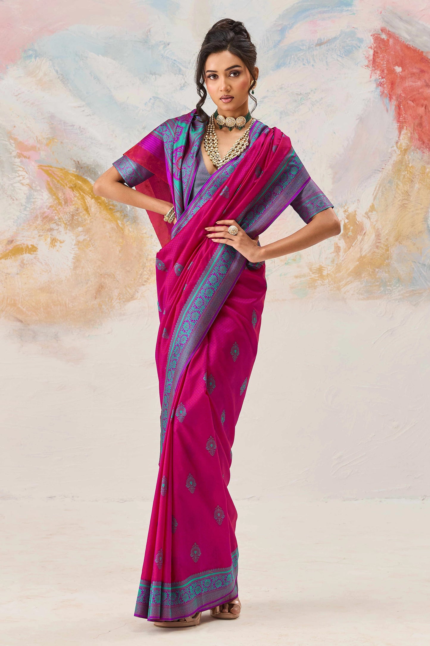 Rani Pink Woven Silk Saree-SAR12314_3_SareeButa.com