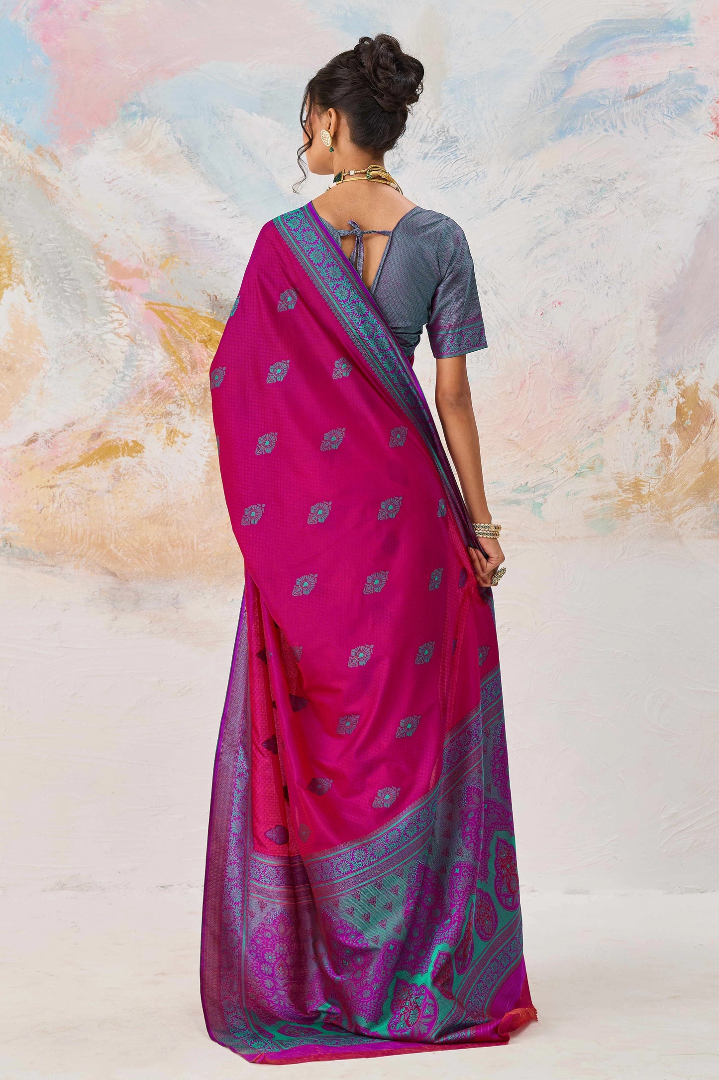 Rani Pink Woven Silk Saree-SAR12314_5_SareeButa.com