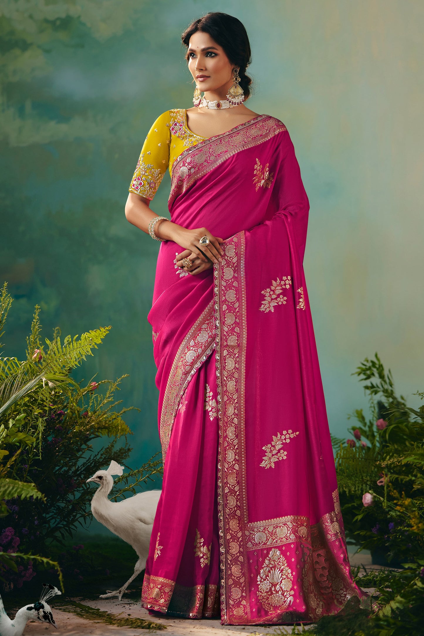 Rani Pink Woven Viscose Silk Banarasi Saree-SAR10571_1_SareeButa.com