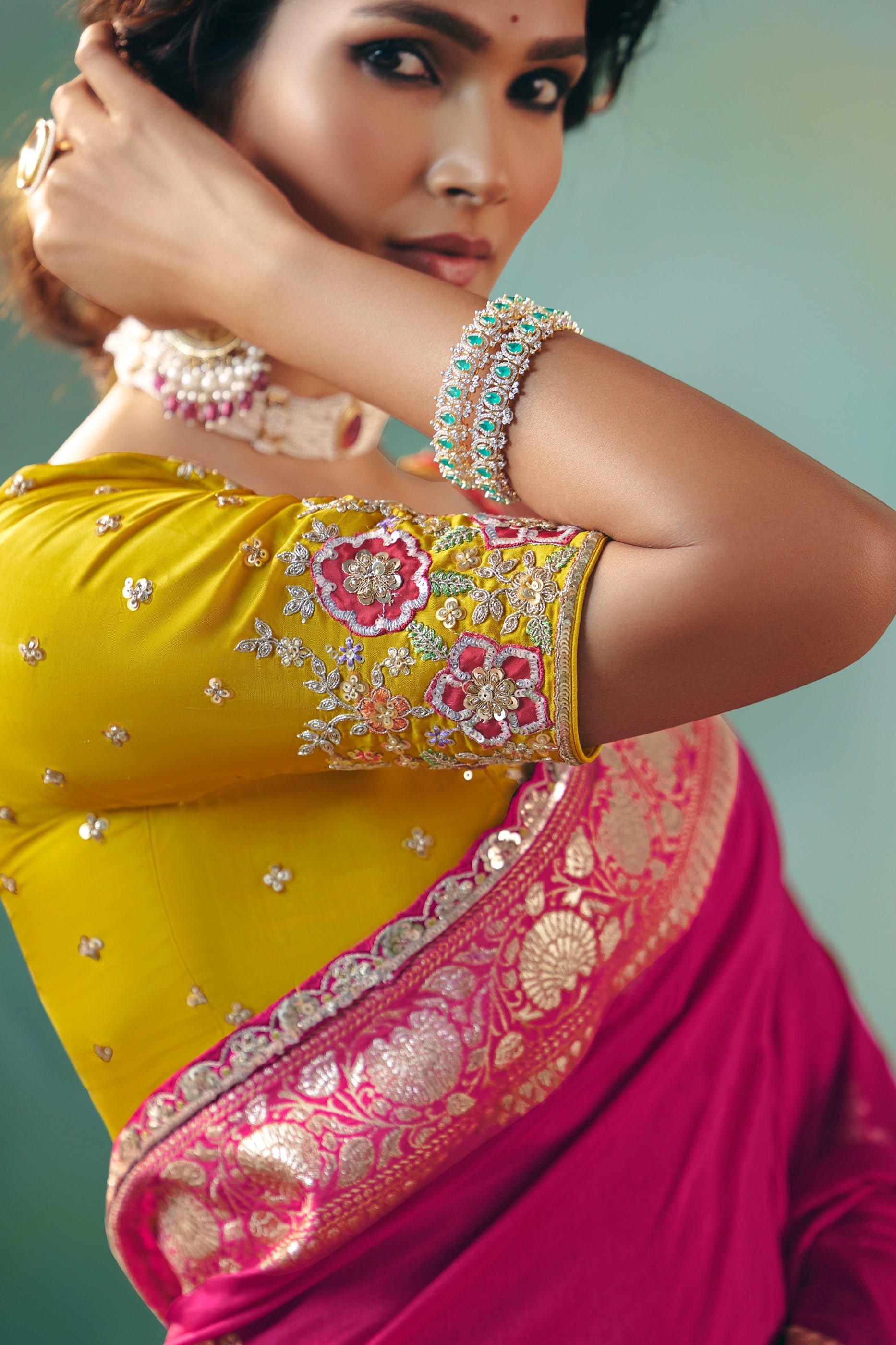 Rani Pink Woven Viscose Silk Banarasi Saree-SAR10571_3_SareeButa.com