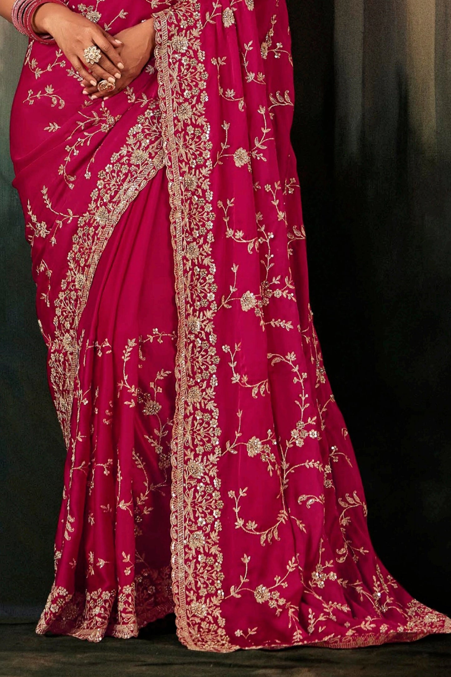 Raspberry Pink Embroidered Satin Silk Saree-SAR11125_5_SareeButa.com