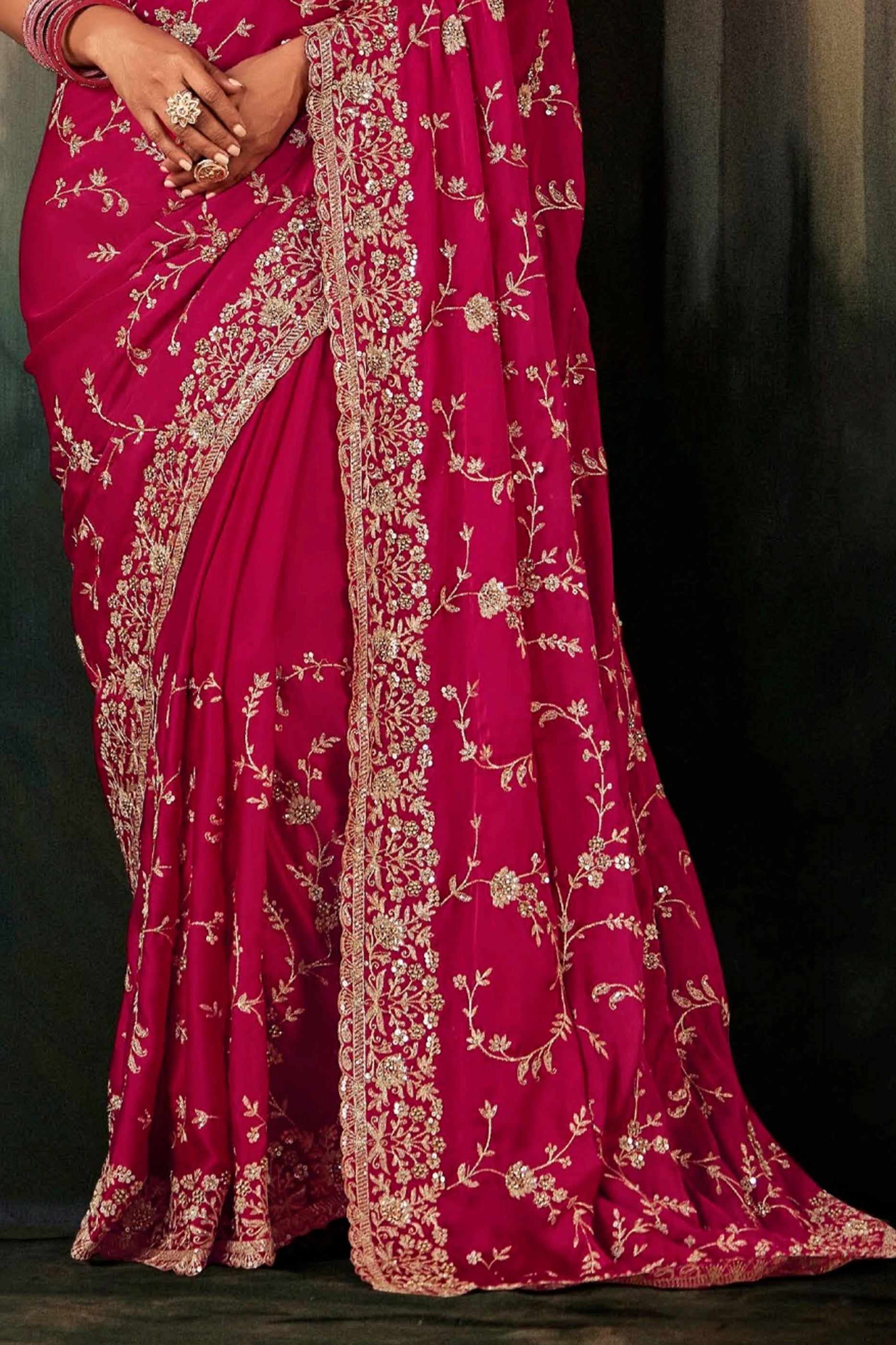 Raspberry Pink Embroidered Satin Silk Saree-SAR11125_5_SareeButa.com