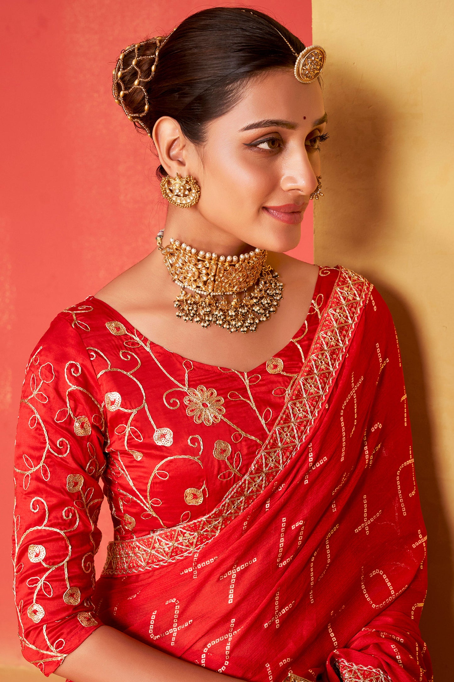 red-embroidered-chiffon-bandhani-saree-zb131245_2_SareeButa.com