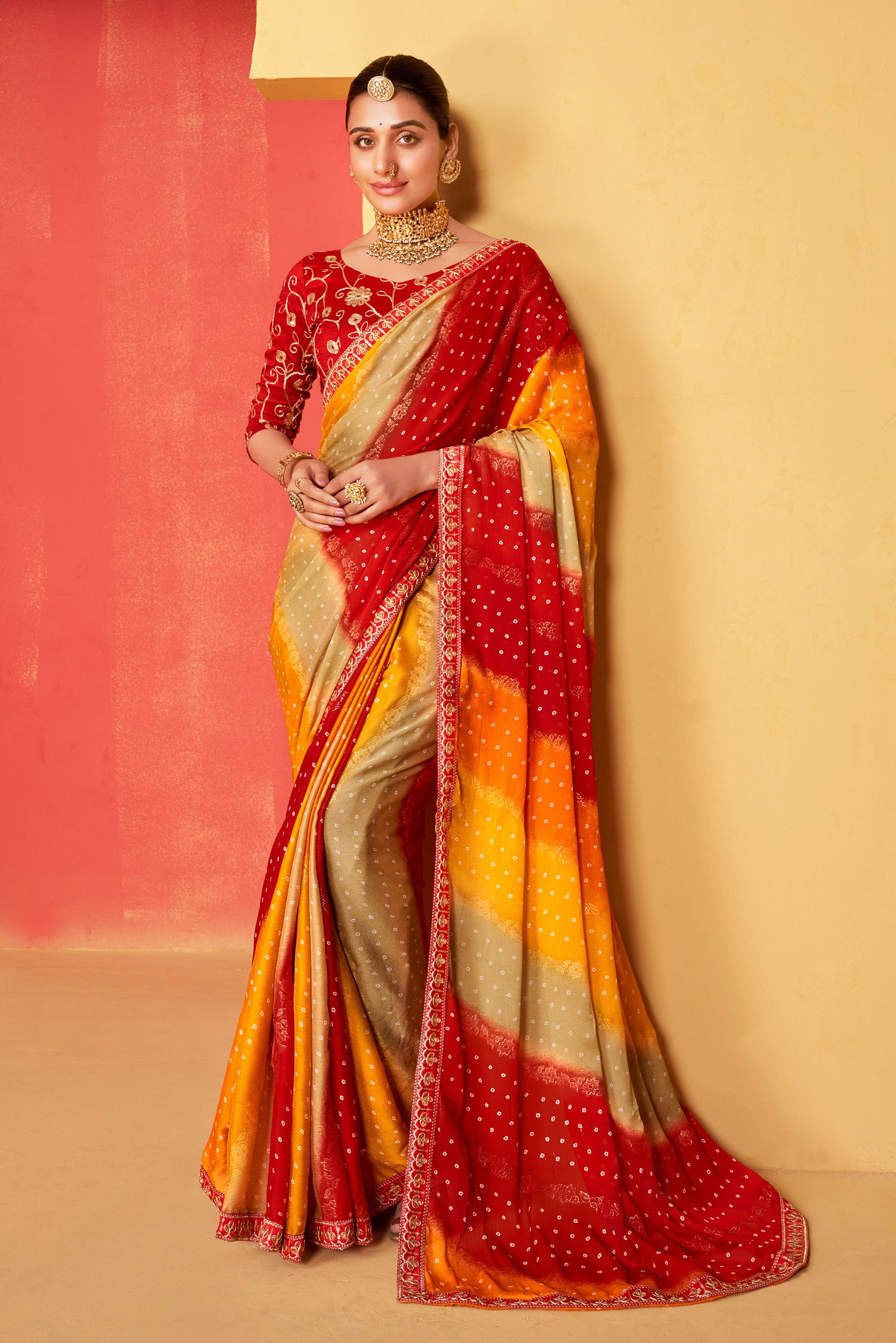 red-embroidered-chiffon-bandhani-saree-zb131247_1_SareeButa.com