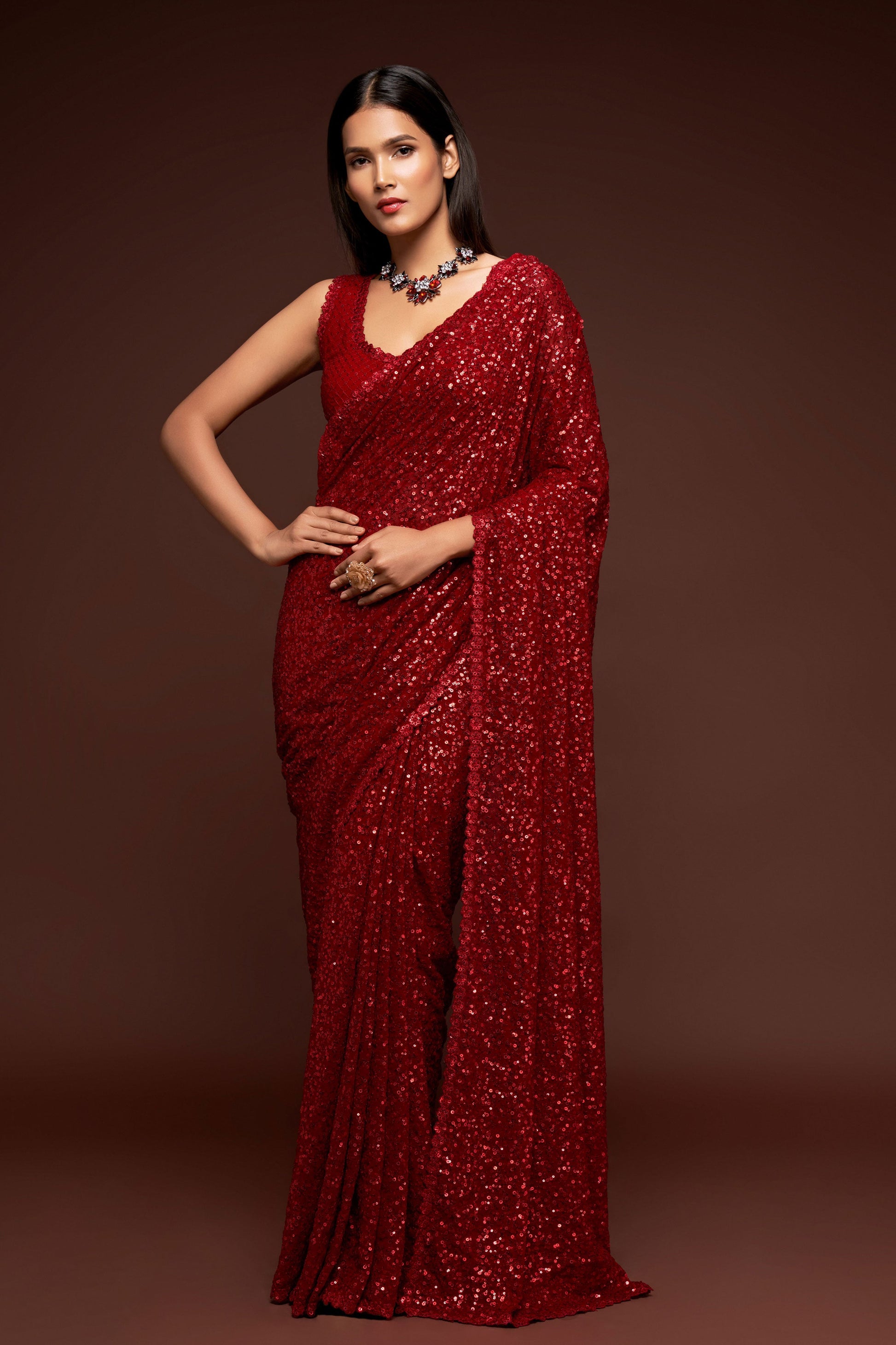 red-georgette-sequin-saree-zb131767_1_SareeButa.com