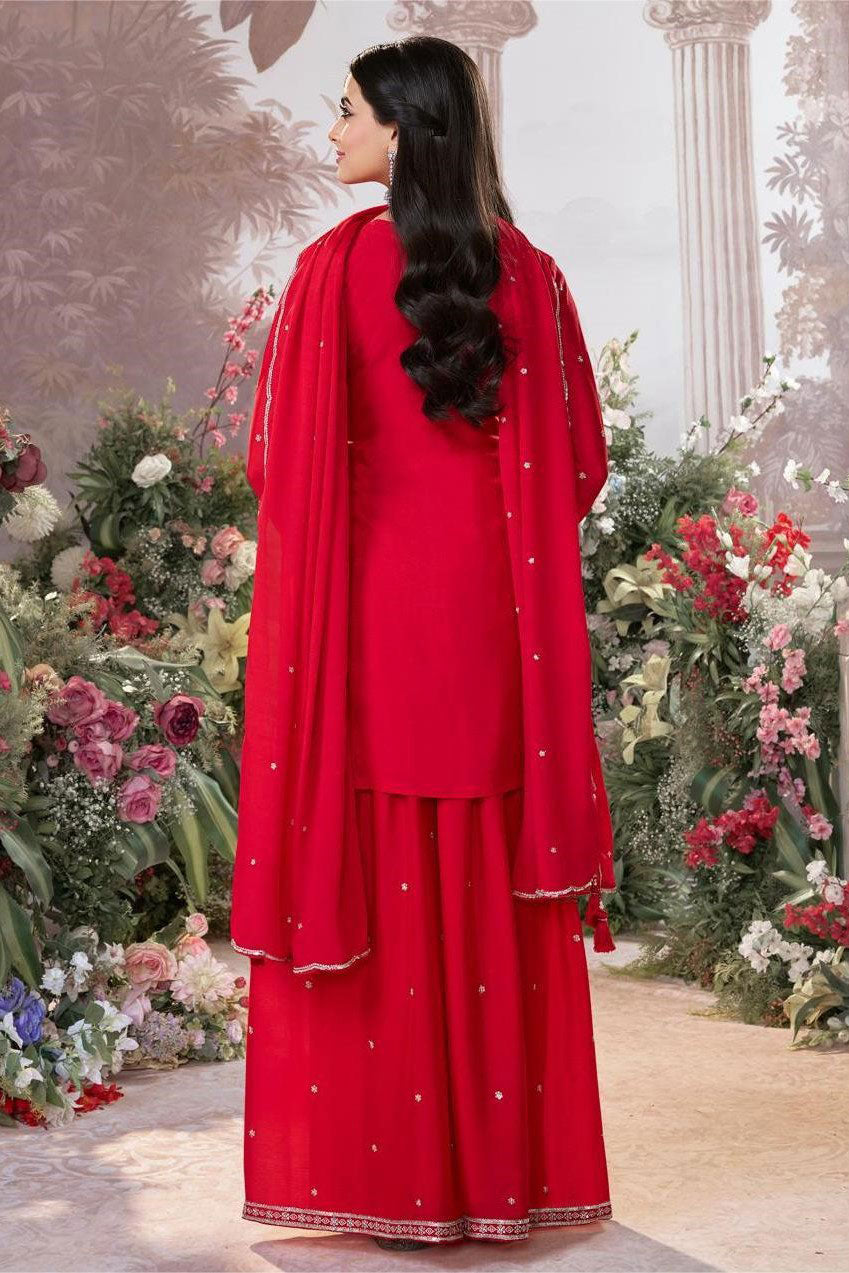 Red Readymade Chinon Sharara Suit-SS952_3_SareeButa.com