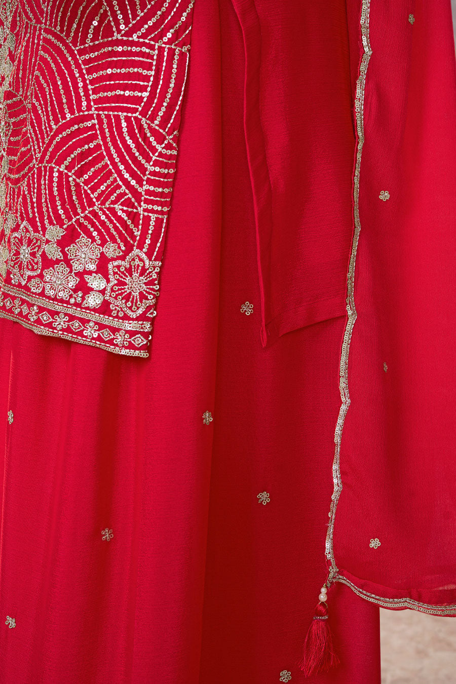 Red Readymade Chinon Sharara Suit-SS952_6_SareeButa.com