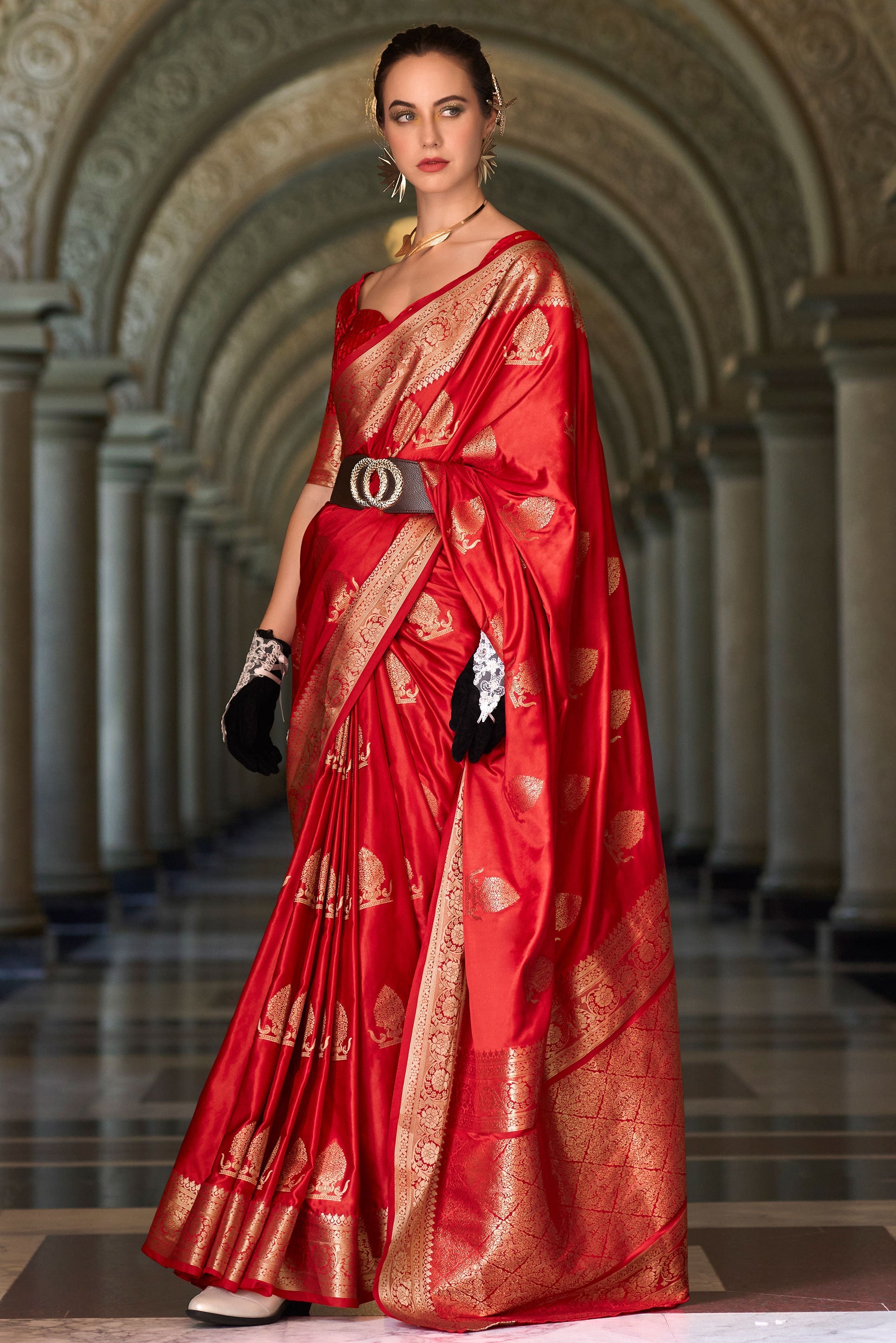 Red Woven Satin Crepe Saree-ZB133066_1_SareeButa.com