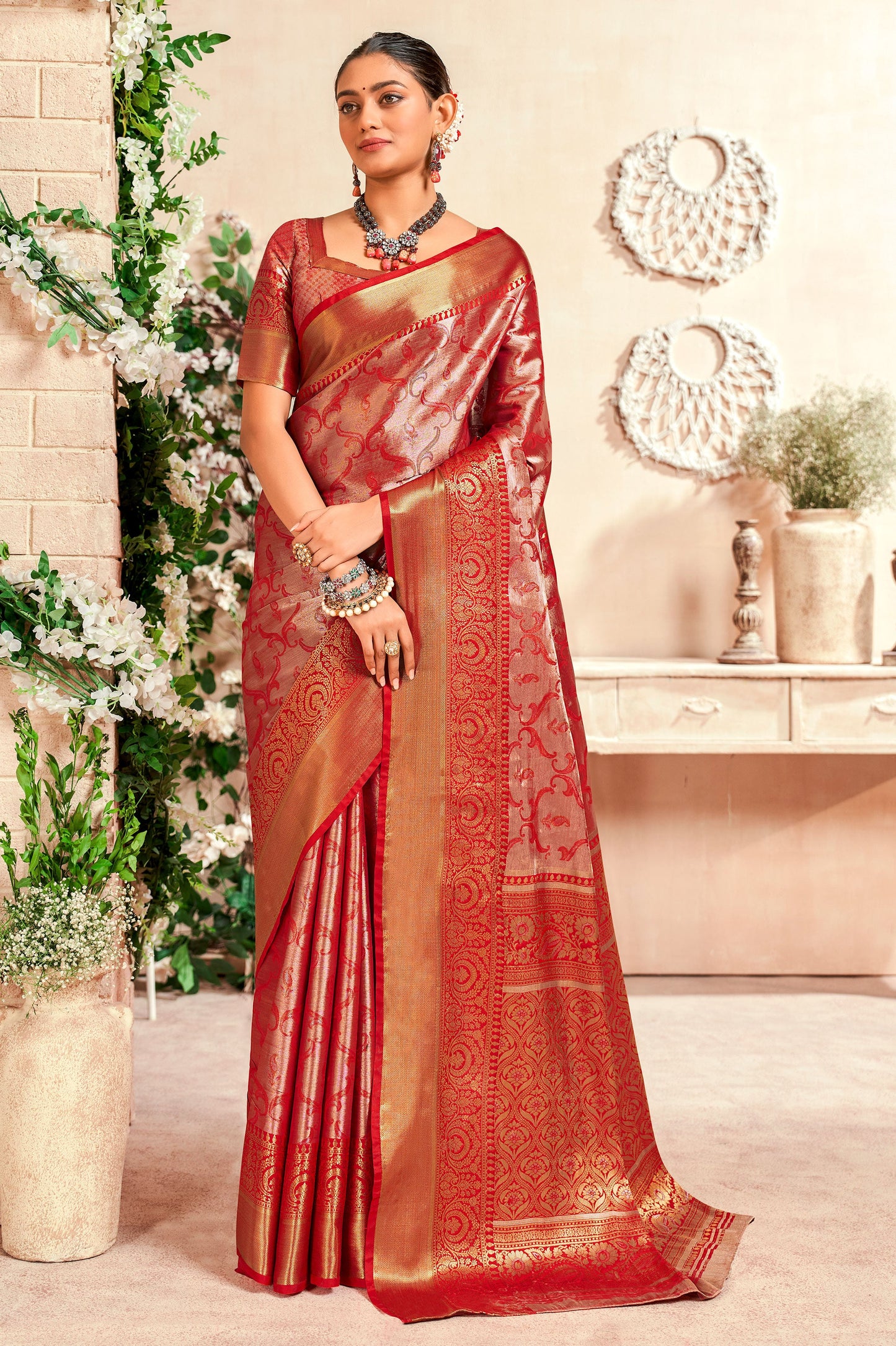 Red Zari Work Silk Saree-ZB133059_1_SareeButa.com