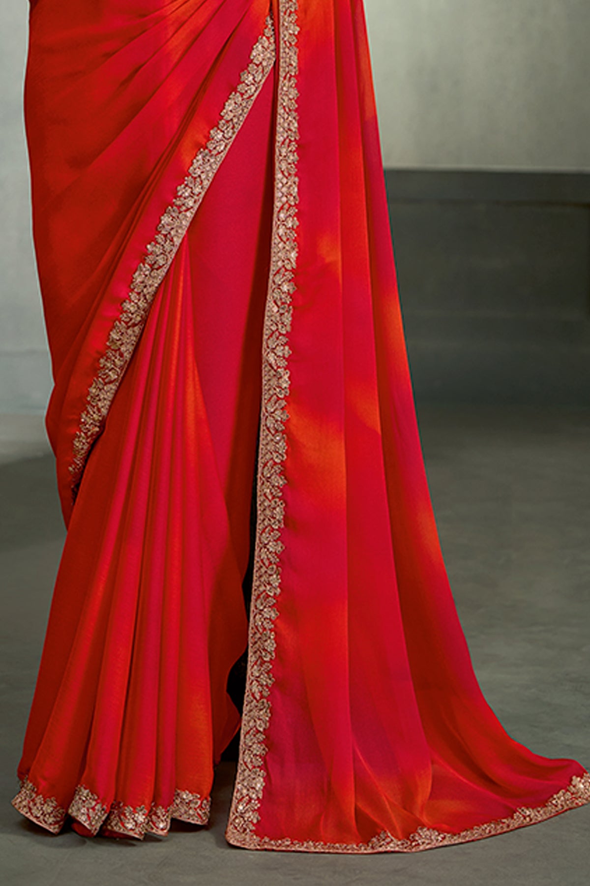 Red And Orange Embroidered Chiffon Saree-SAR13279_4_SareeButa.com