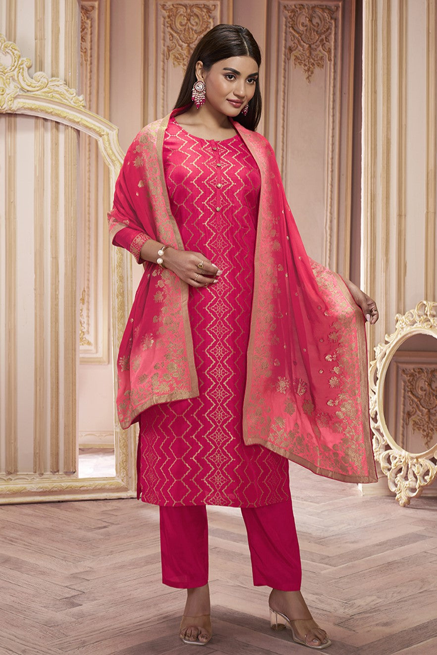Red Dola Silk Readymade Salwar Suit-SS134_2_SareeButa.com