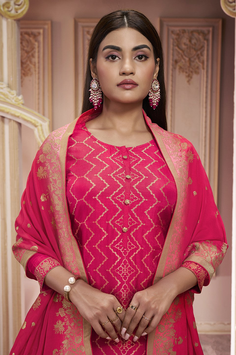 Red Dola Silk Readymade Salwar Suit-SS134_3_SareeButa.com