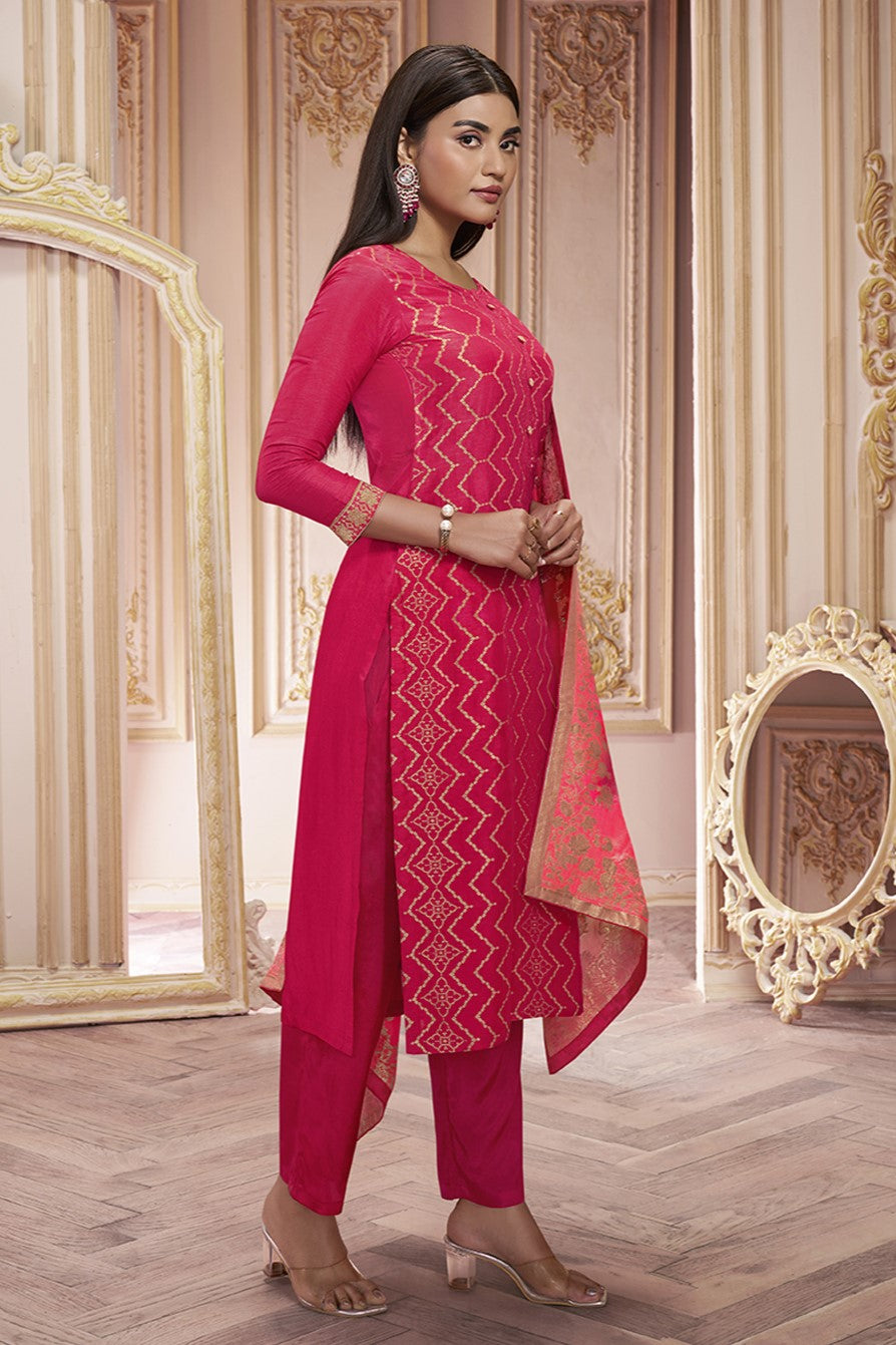 Red Dola Silk Readymade Salwar Suit-SS134_5_SareeButa.com