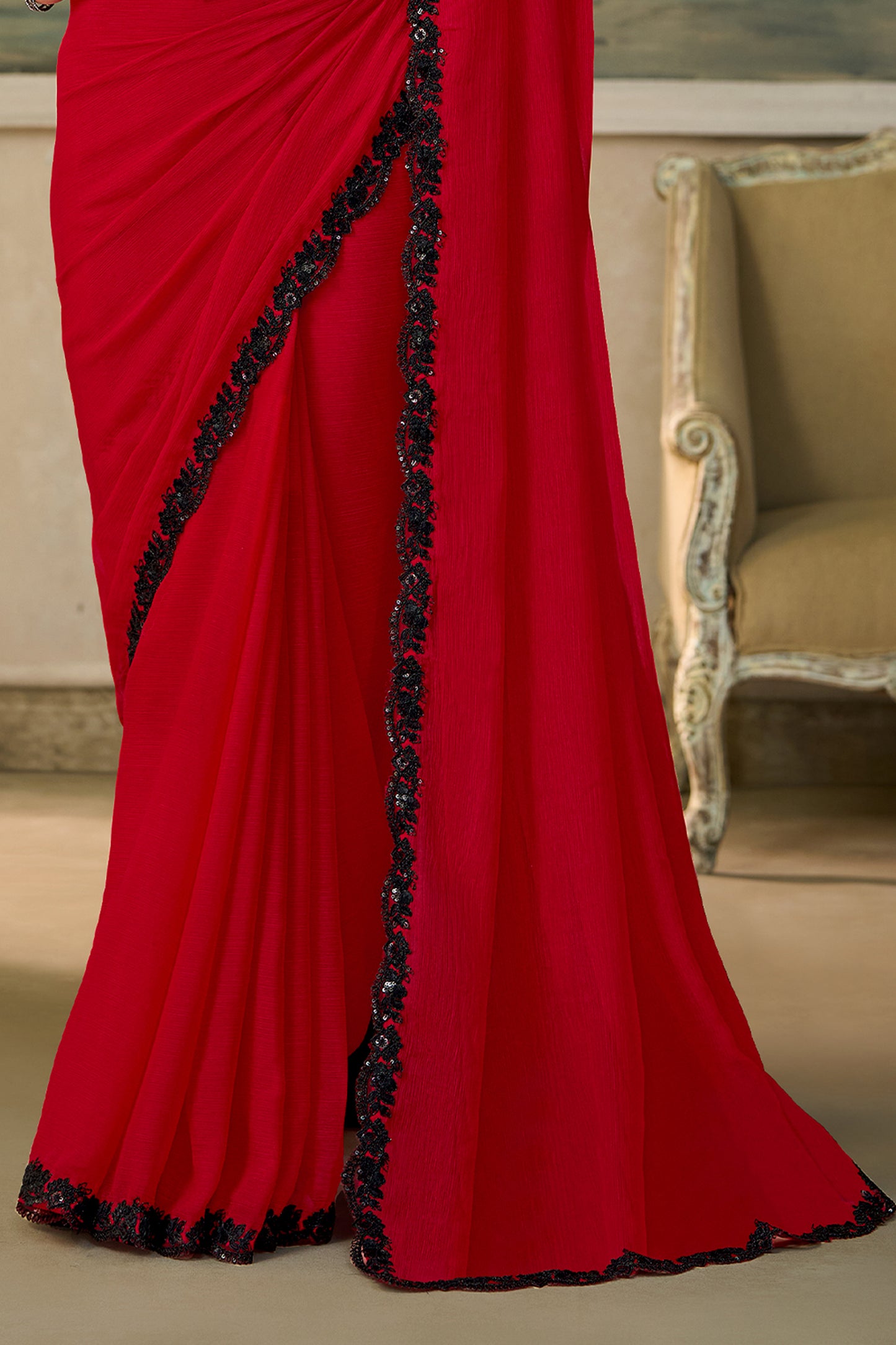 Red Embroidered Chiffon Saree-SAR13181_6_SareeButa.com