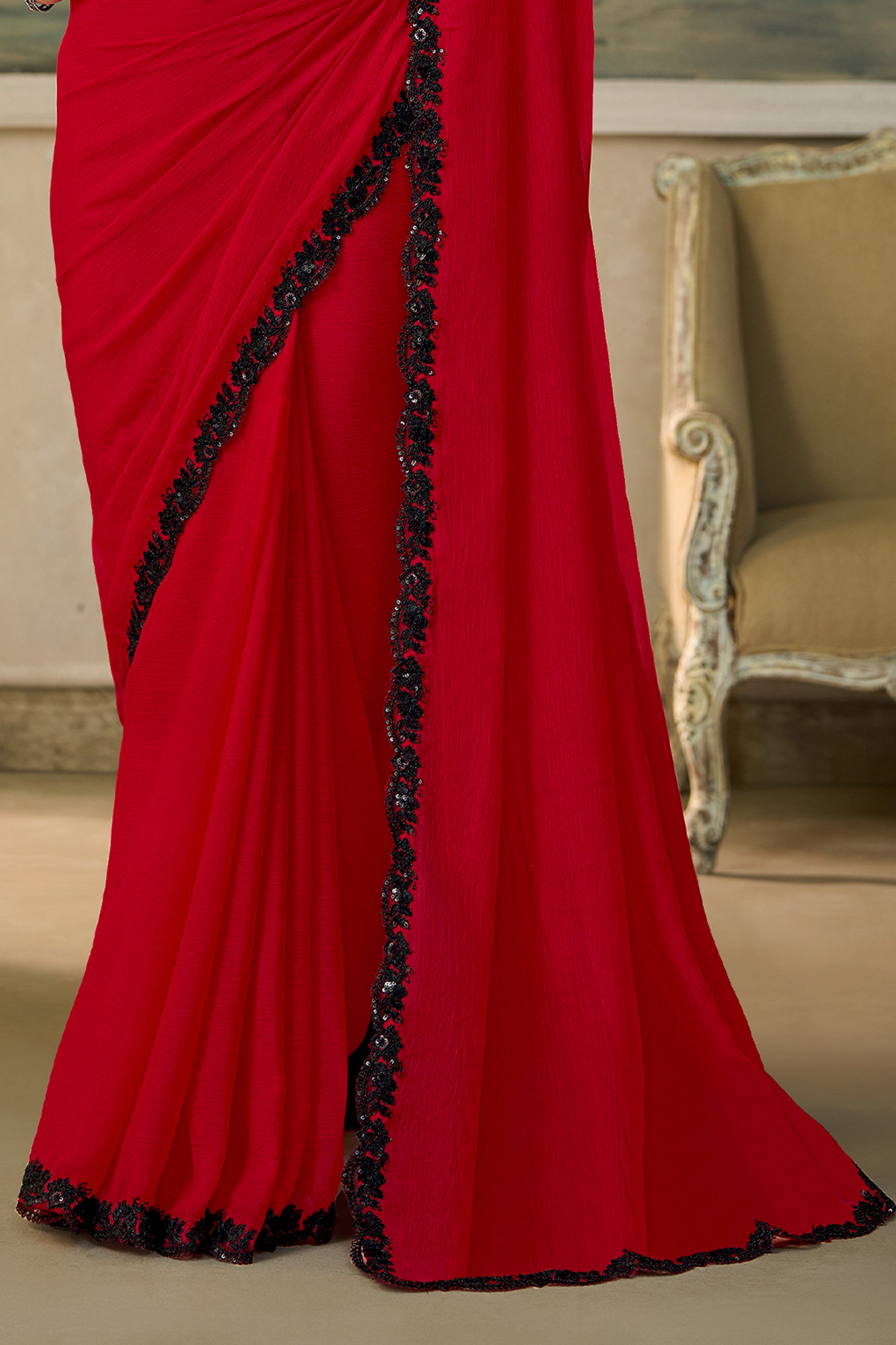 Red Embroidered Chiffon Saree-SAR13181_6_SareeButa.com