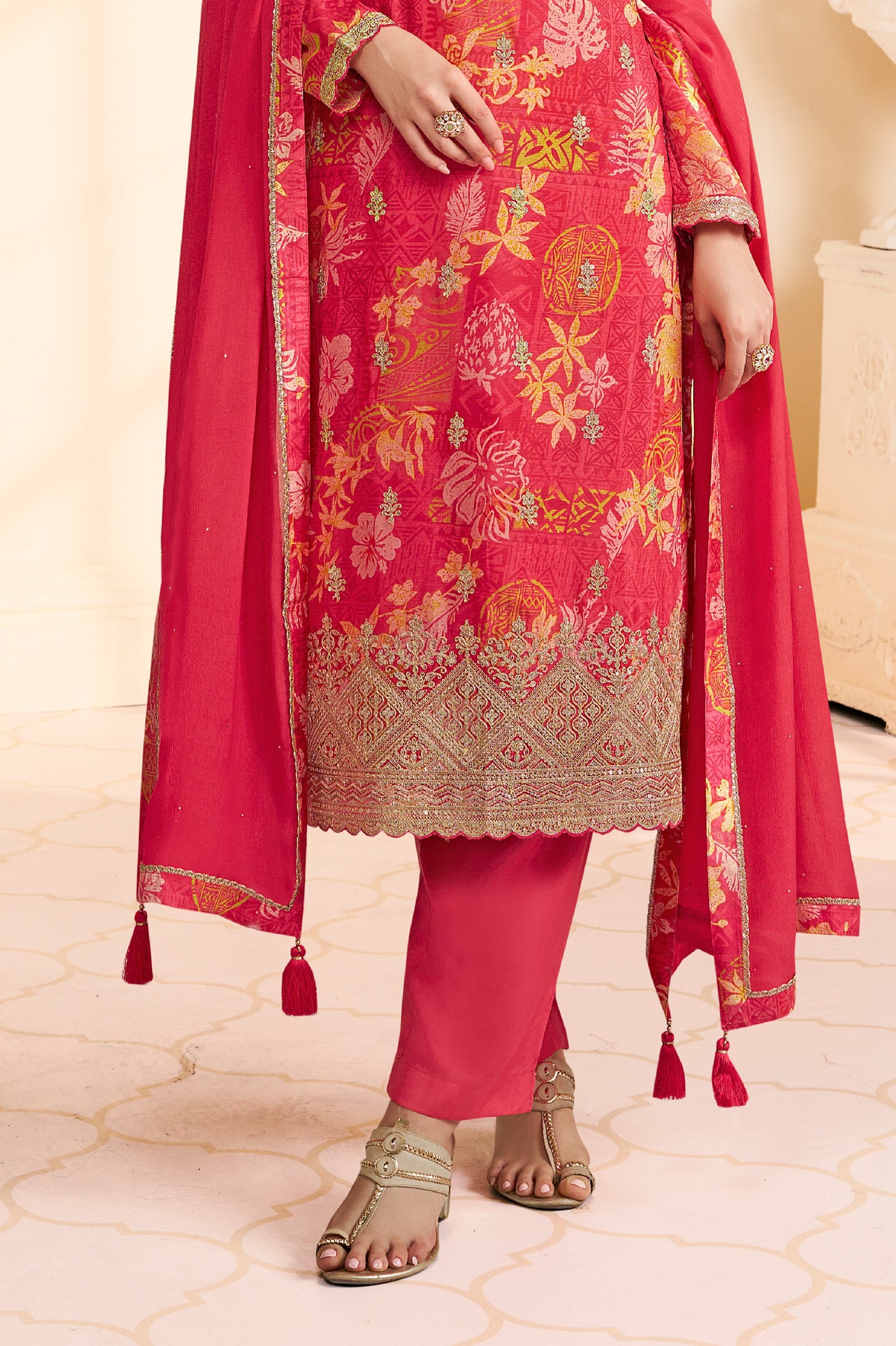 Red Embroidered Chinon Suit-SAR11512_5_SareeButa.com