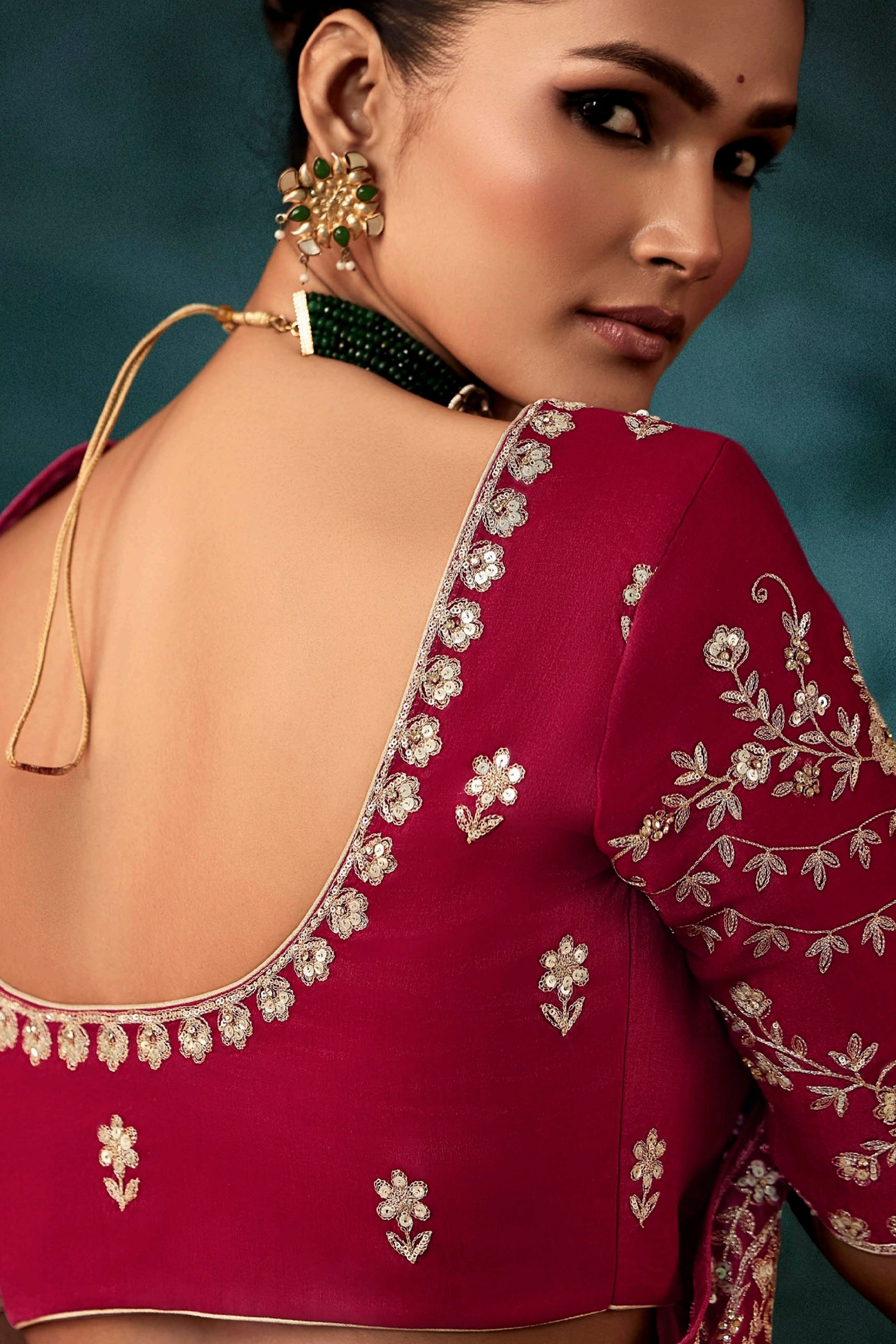 Red Embroidered Crepe Silk Saree-SAR11120_3_SareeButa.com