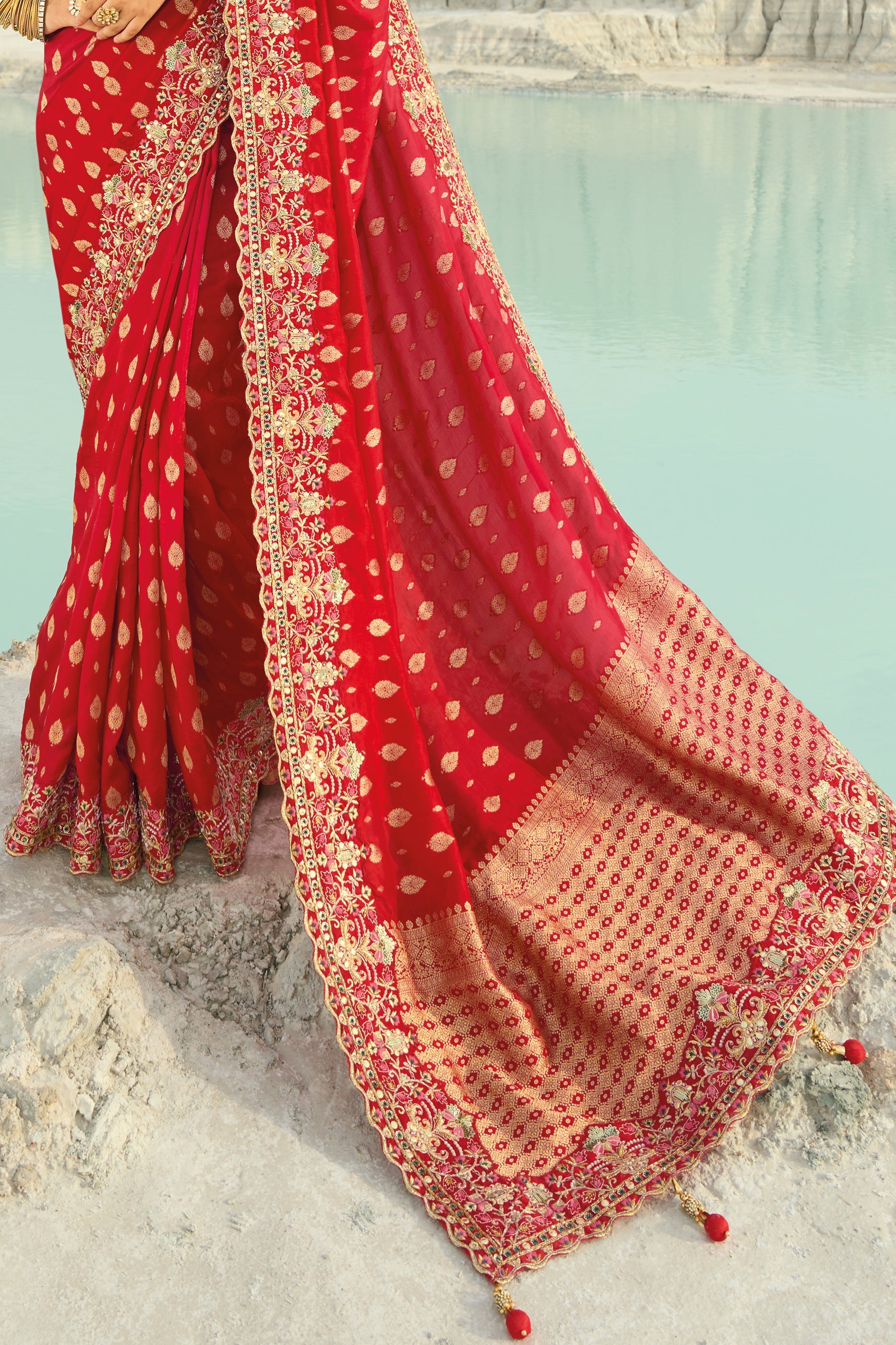 Red Embroidered Dola Viscose Saree-SAR10824_5_SareeButa.com