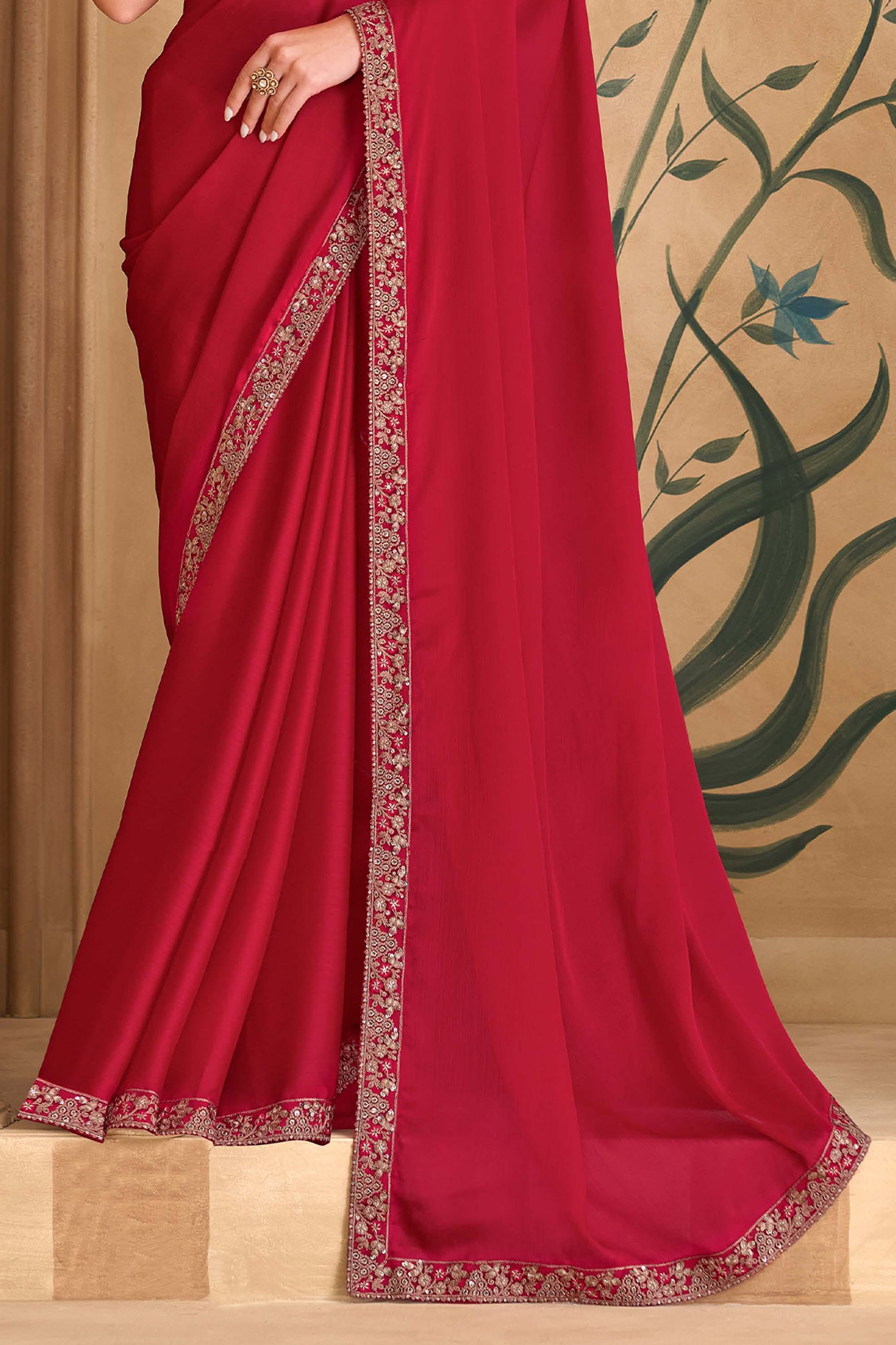 Red Embroidered Georgette Saree-SAR11701_5_SareeButa.com