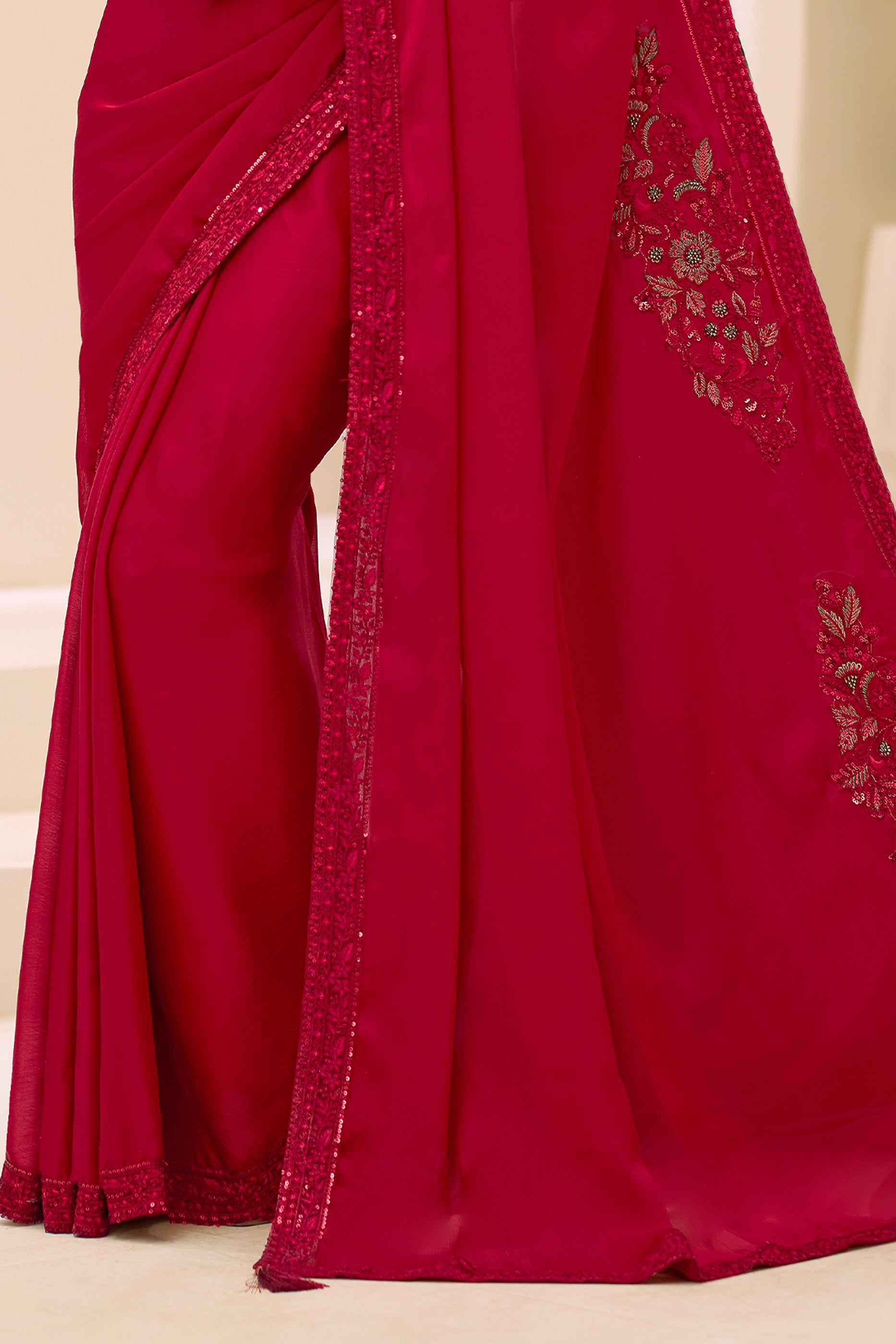 Red Embroidered Satin Chiffon Saree-SAR12434_5_SareeButa.com