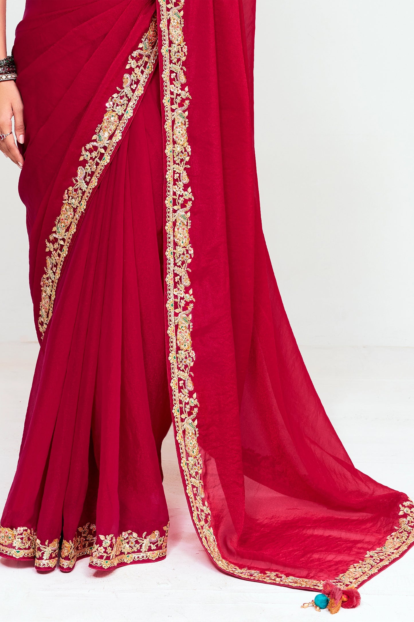 Red Embroidered Satin Organza Saree-SAR12242_4_SareeButa.com
