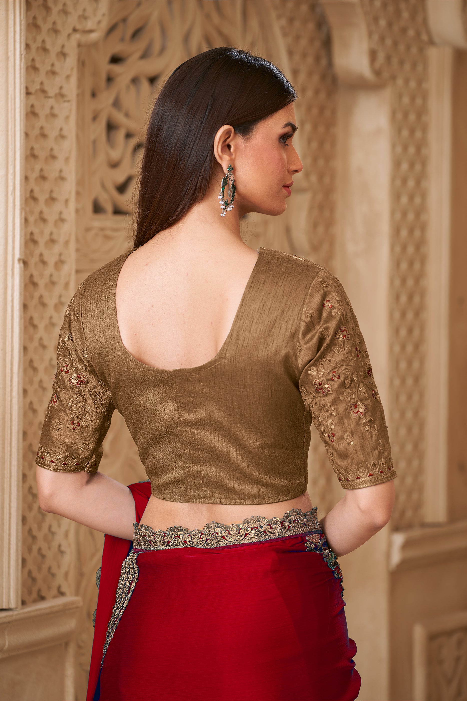 Red Embroidered Satin Silk Saree-SAR12457_5_SareeButa.com
