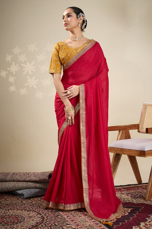 Red Embroidered Silk Saree-SAR10630_1_SareeButa.com