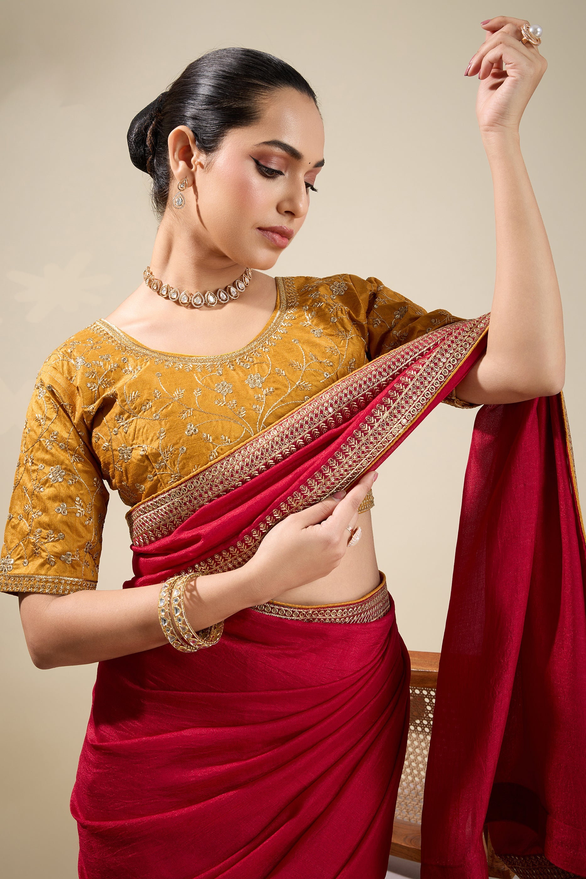 Red Embroidered Silk Saree-SAR10630_3_SareeButa.com