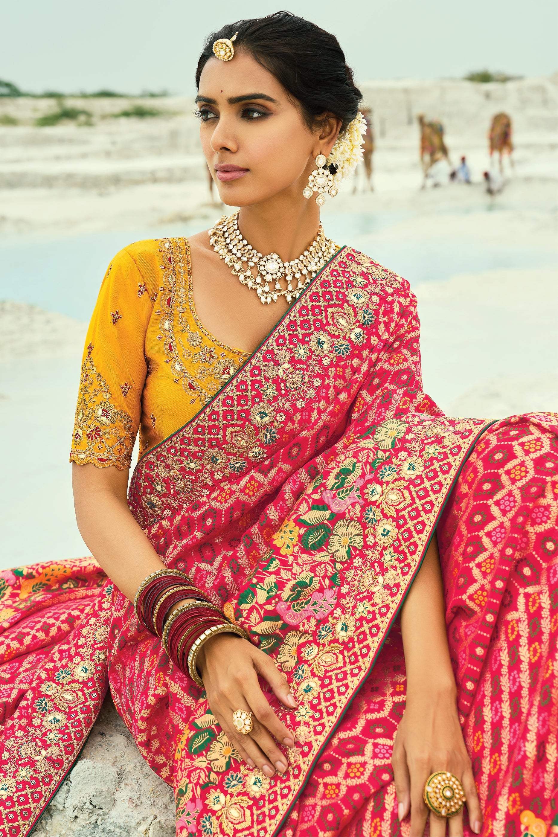 Red Georgette Bandhani Saree-SAR10291_2_SareeButa.com