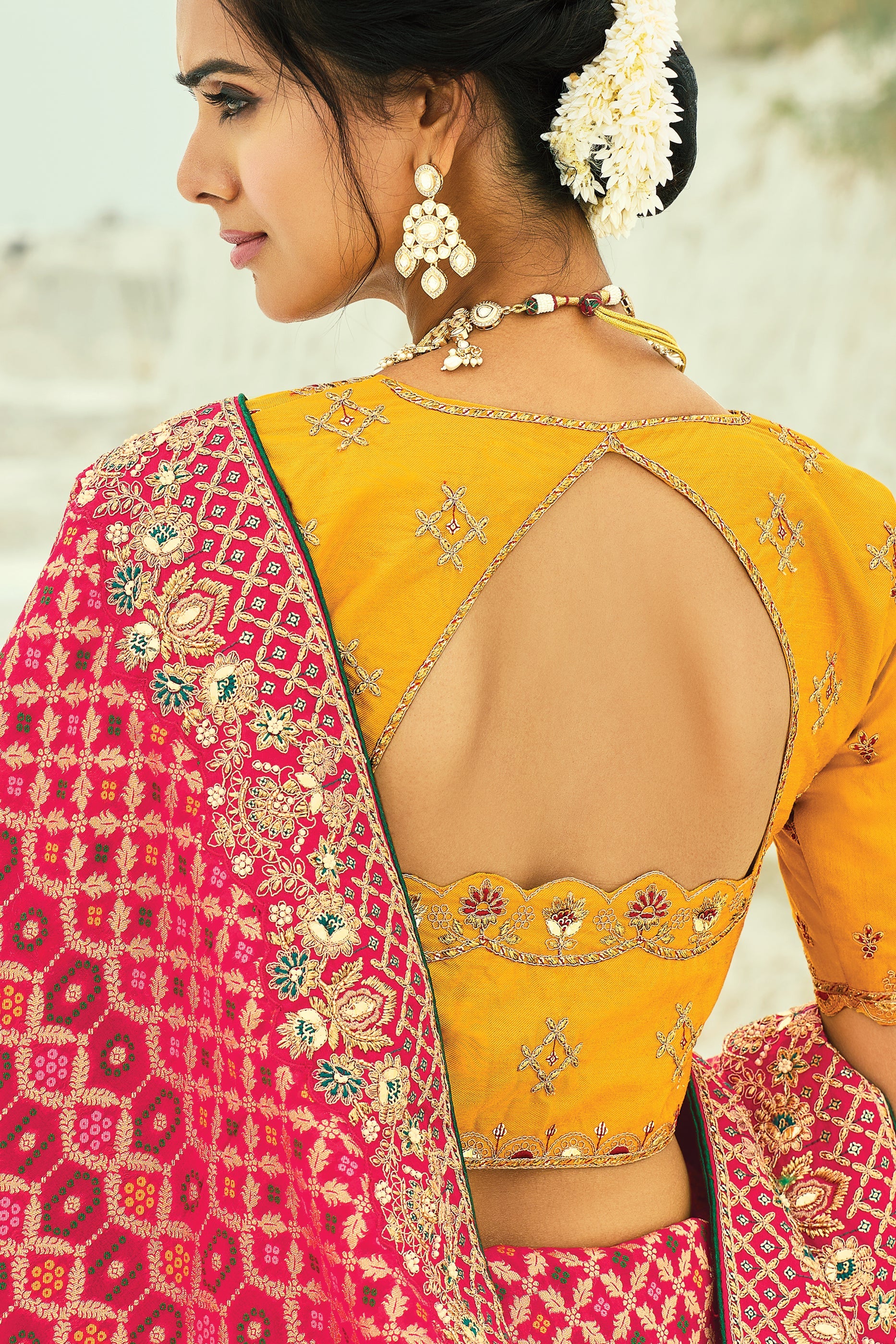 Red Georgette Bandhani Saree-SAR10291_3_SareeButa.com