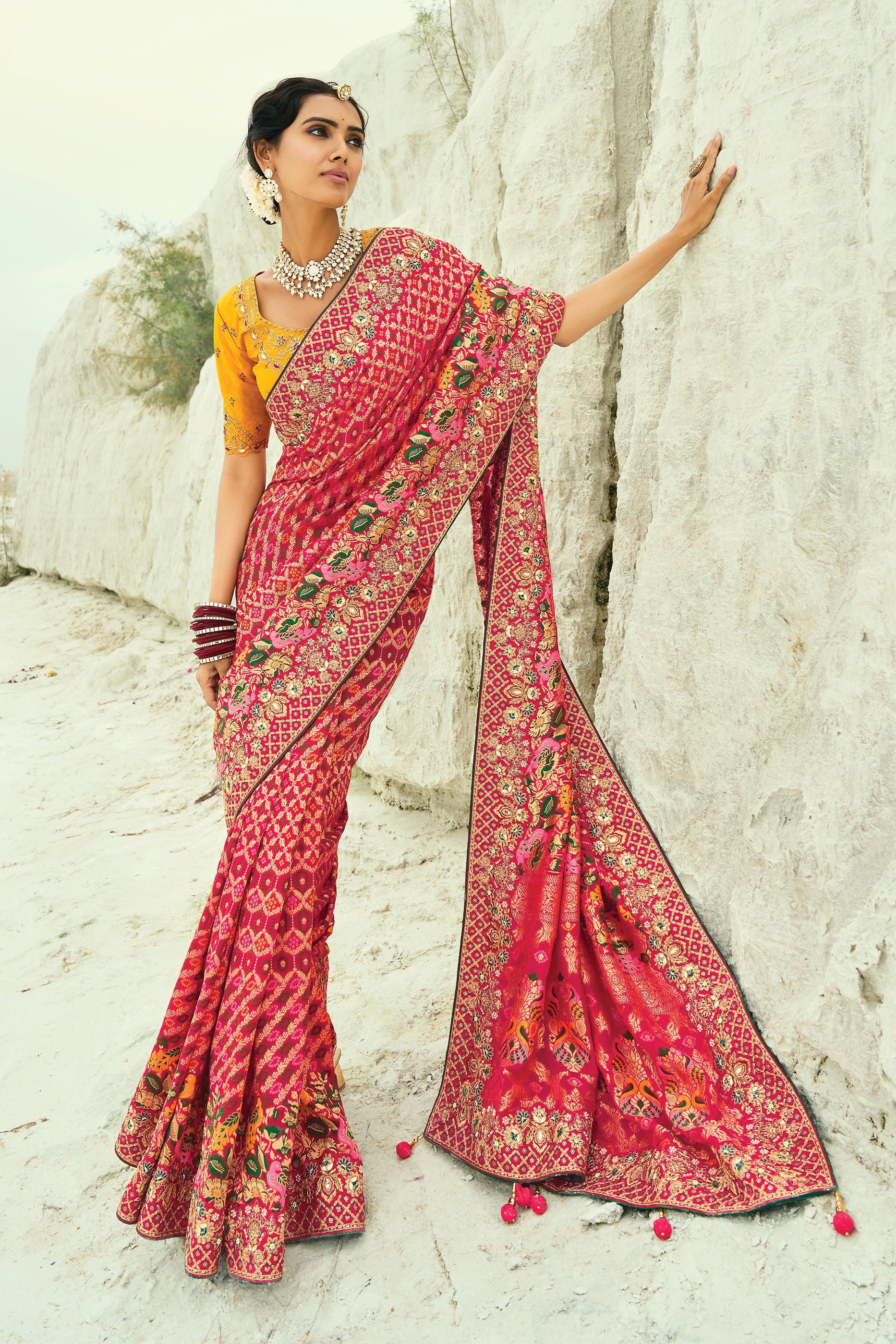 Red Georgette Bandhani Saree-SAR10291_4_SareeButa.com