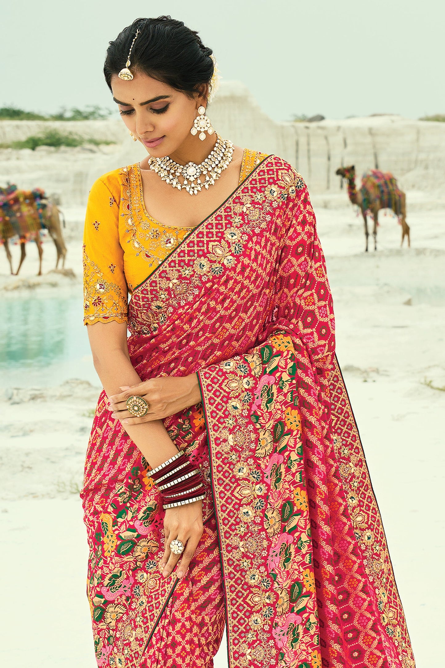 Red Georgette Bandhani Saree-SAR10291_5_SareeButa.com