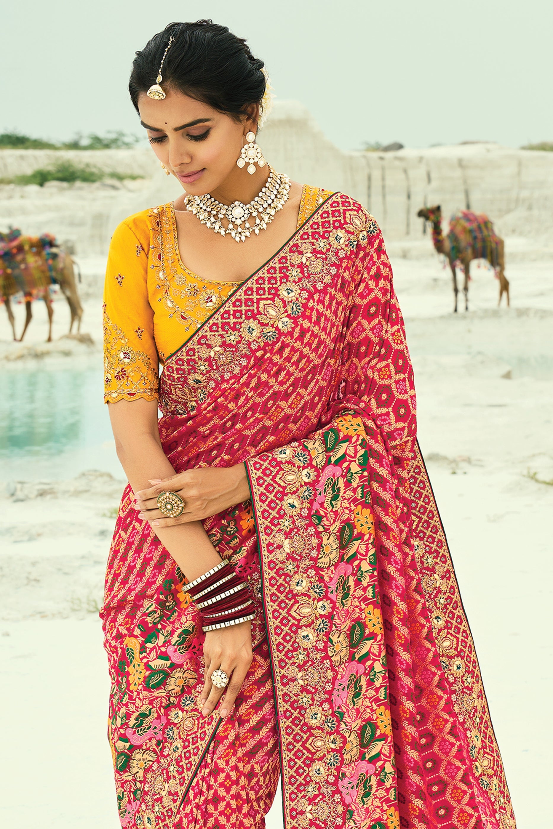 Red Georgette Bandhani Saree-SAR10291_5_SareeButa.com