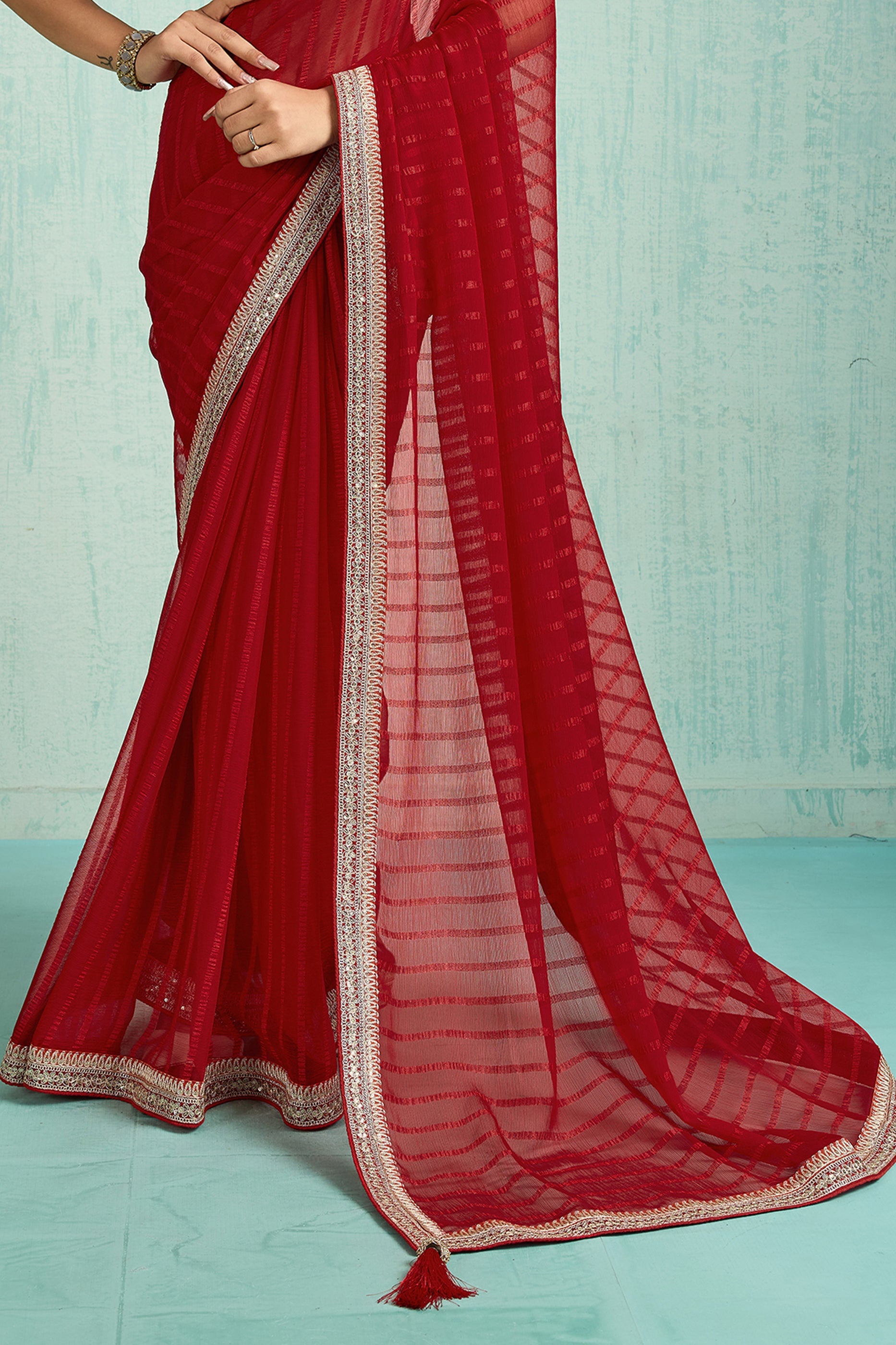 Red Lace Work Chiffon Saree-SAR10623_5_SareeButa.com