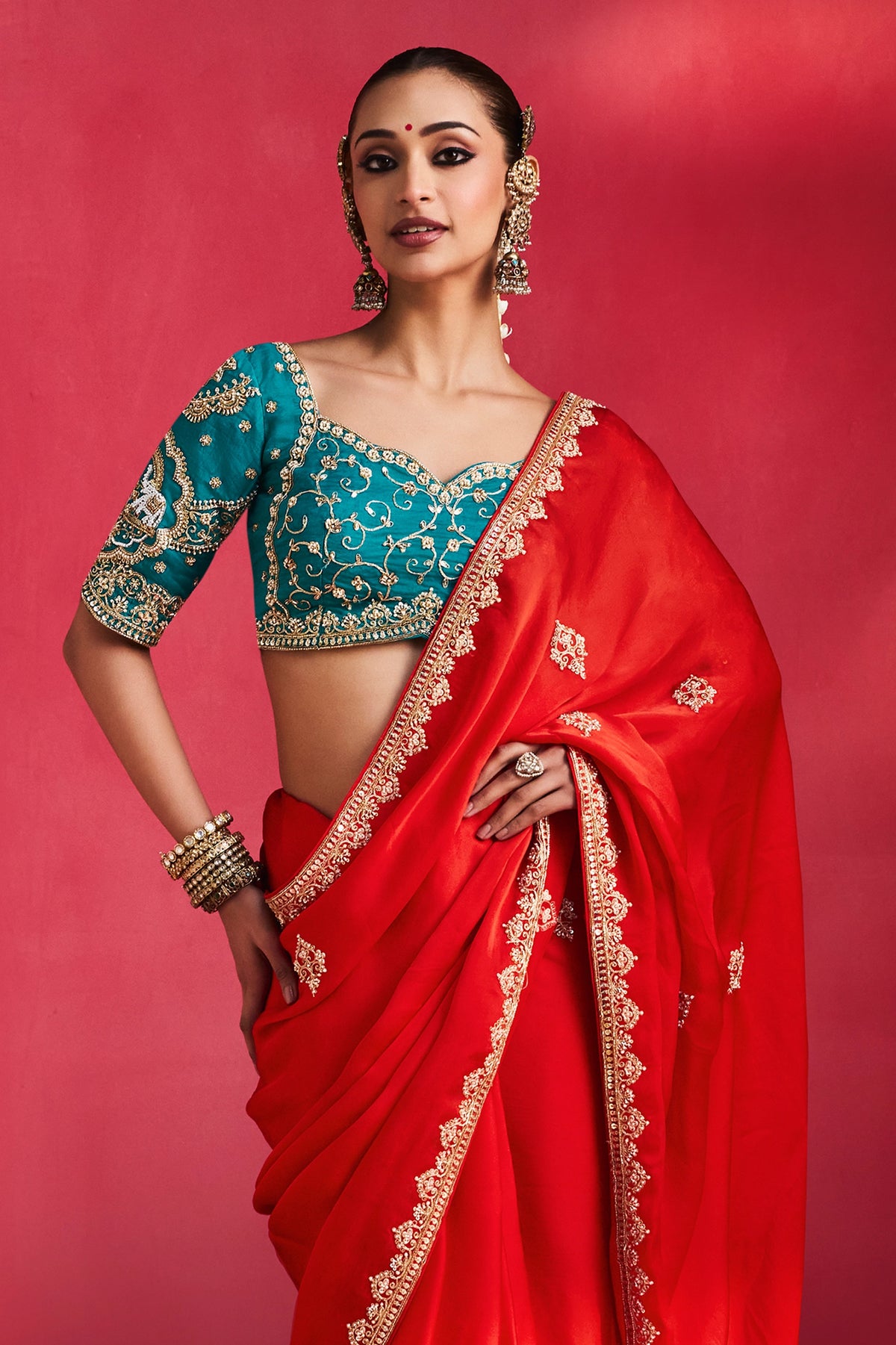 Red Natural Crepe Embroidered Saree-SAR13299_6_SareeButa.com