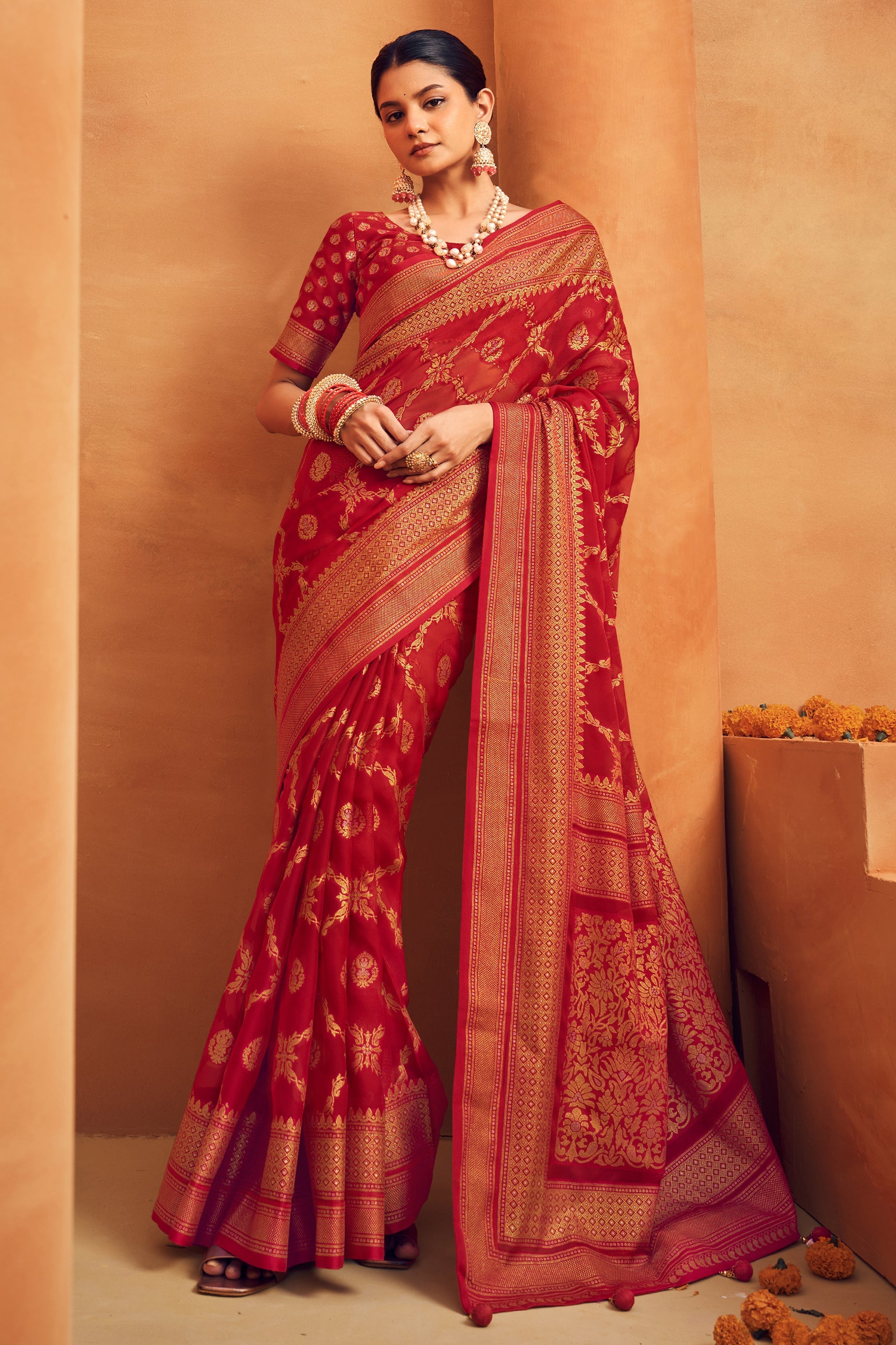 Red Printed Georgette Saree-SAR10097_1_SareeButa.com