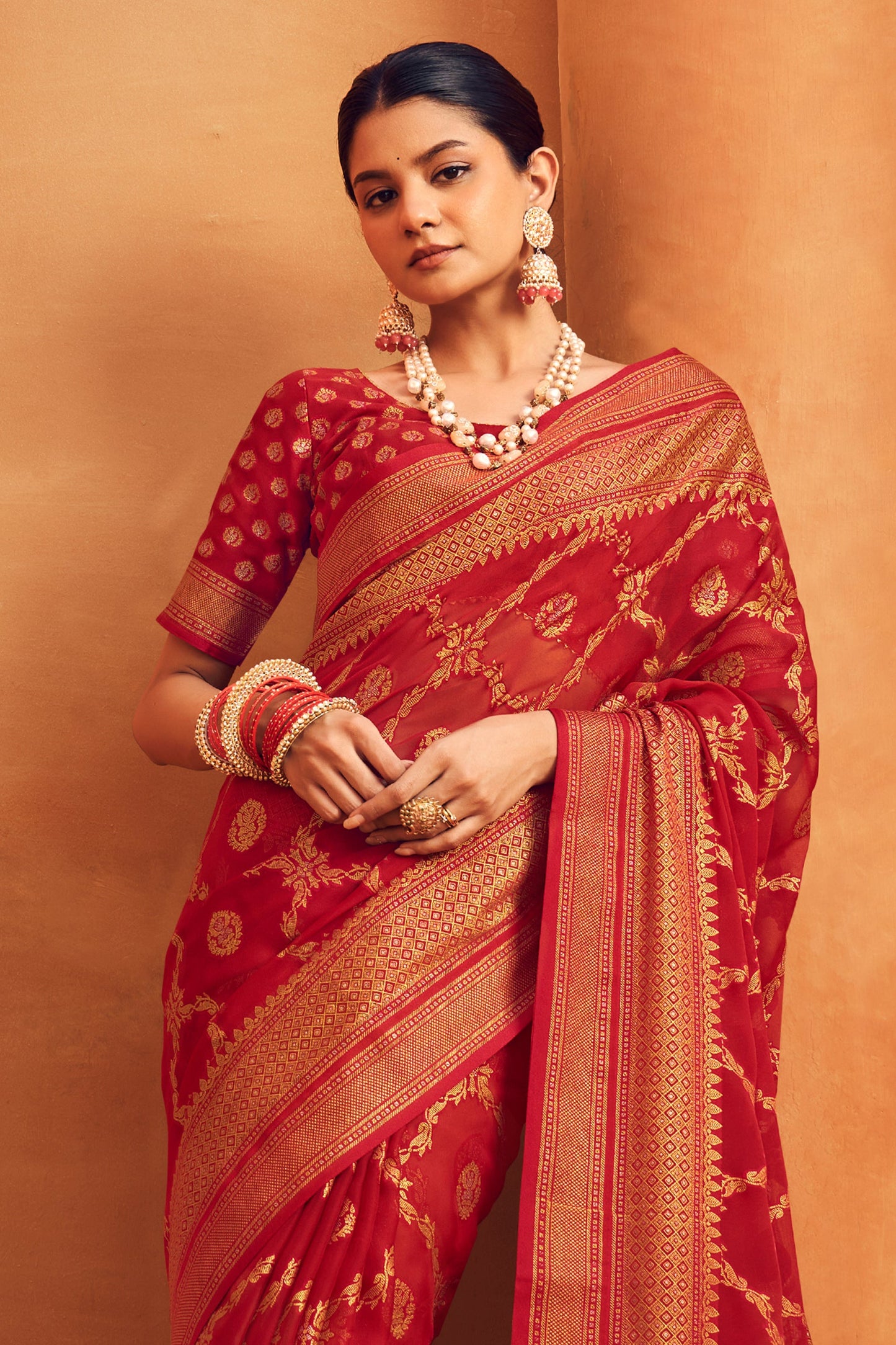 Red Printed Georgette Saree-SAR10097_4_SareeButa.com