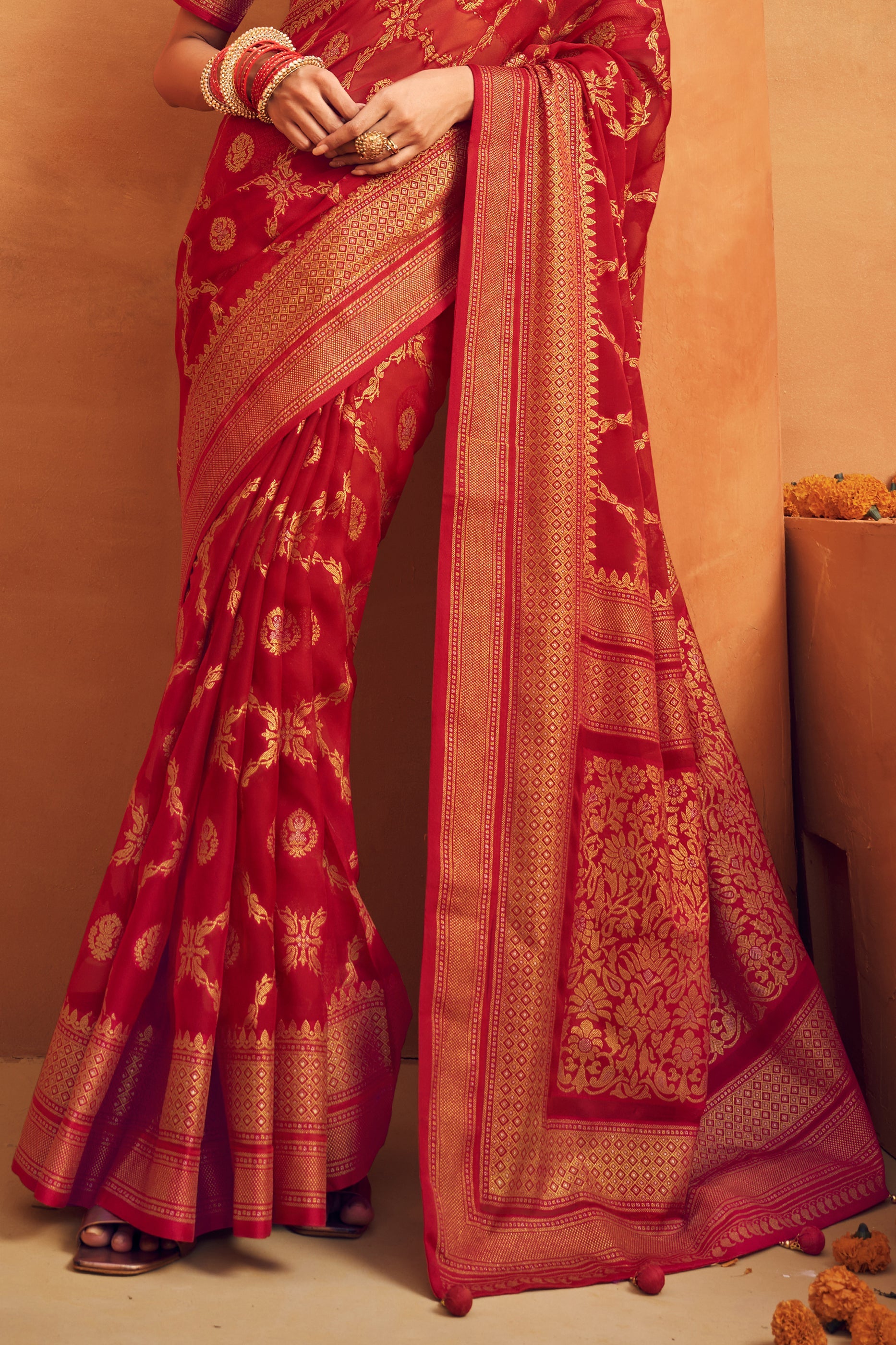Red Printed Georgette Saree-SAR10097_5_SareeButa.com