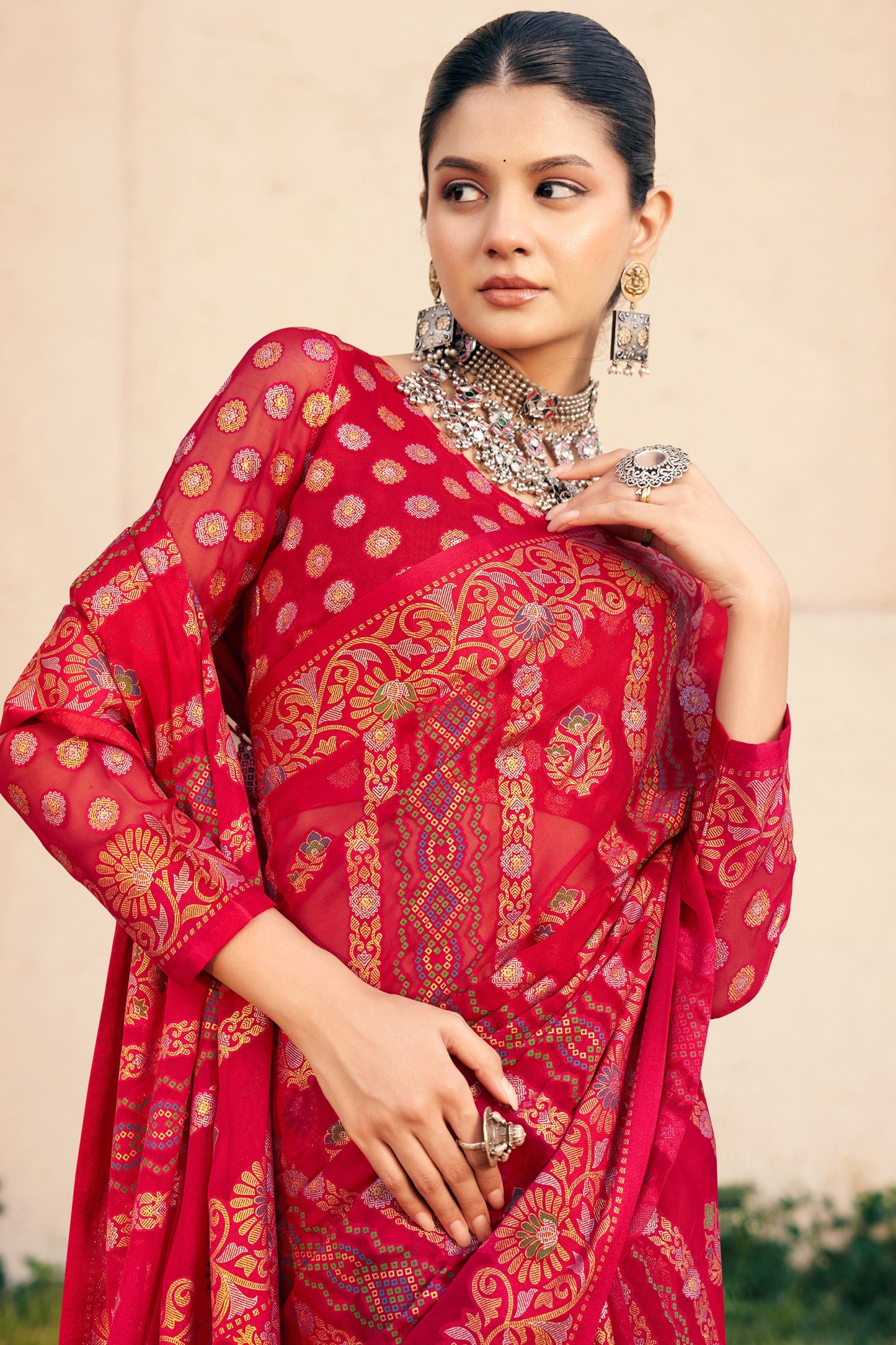 Red Printed Georgette Saree-SAR10118_2_SareeButa.com