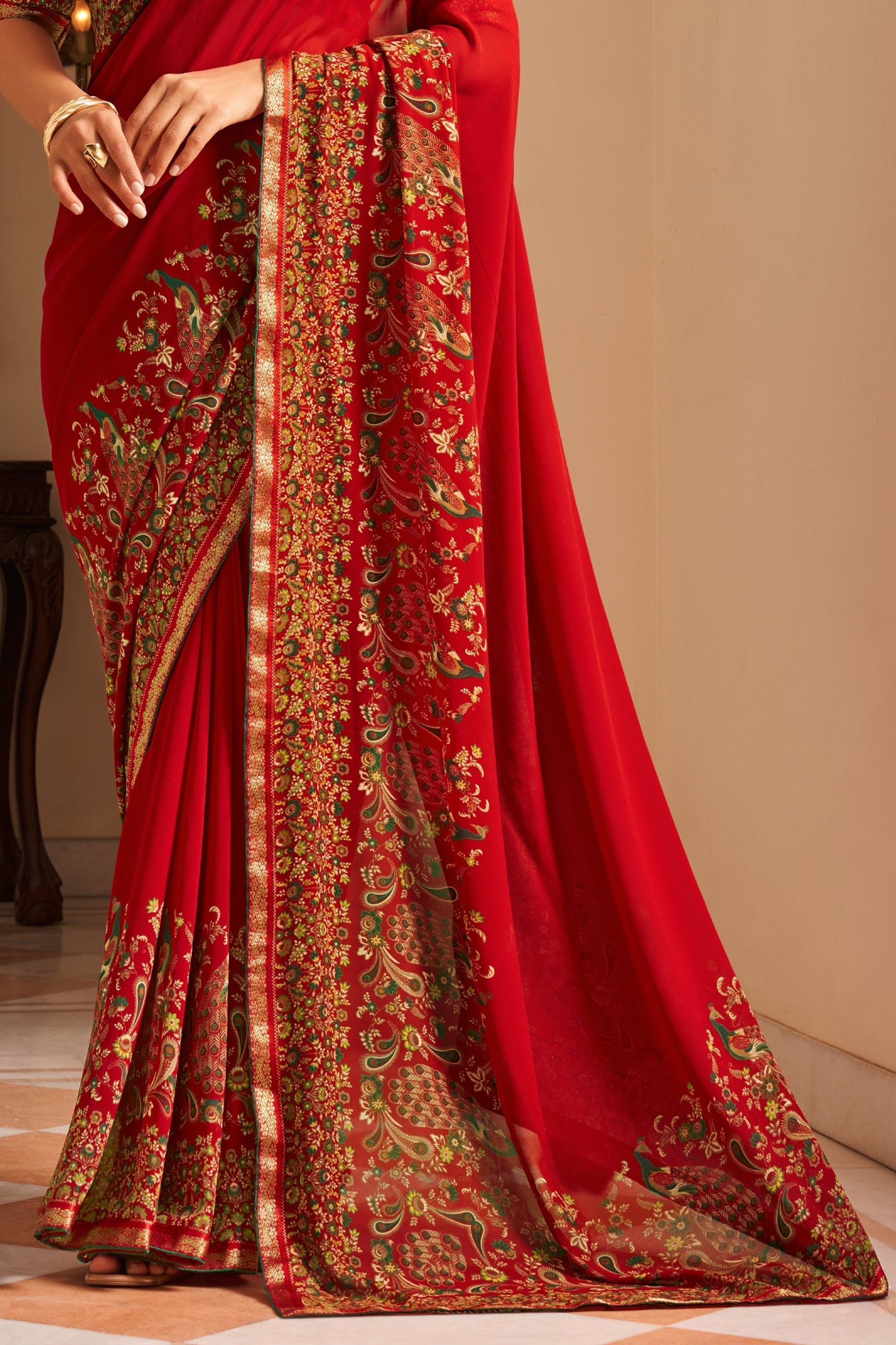 Red Printed Georgette Saree-SAR10138_4_SareeButa.com