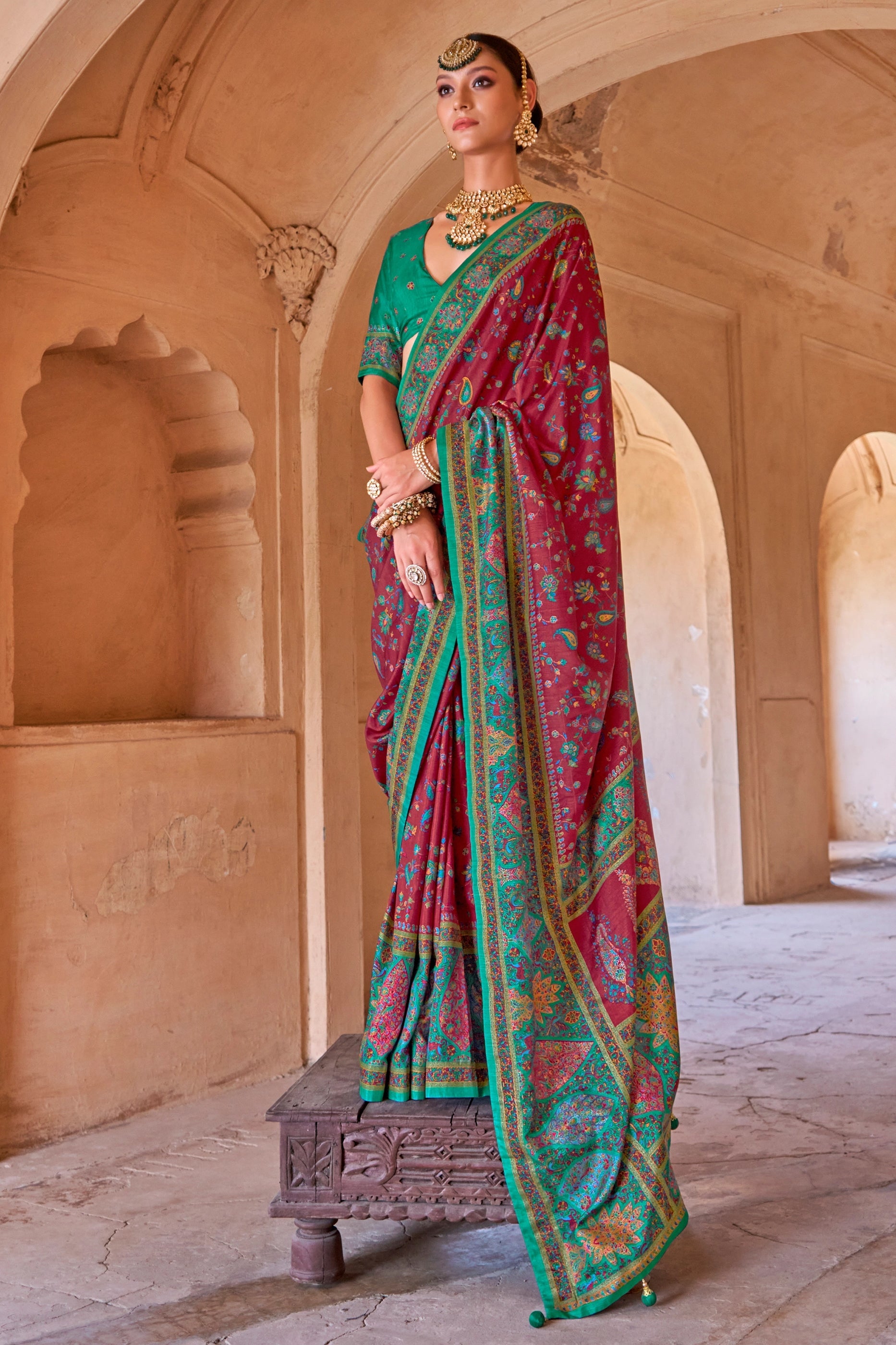 Red Printed Silk Saree-SAR11257_1_SareeButa.com